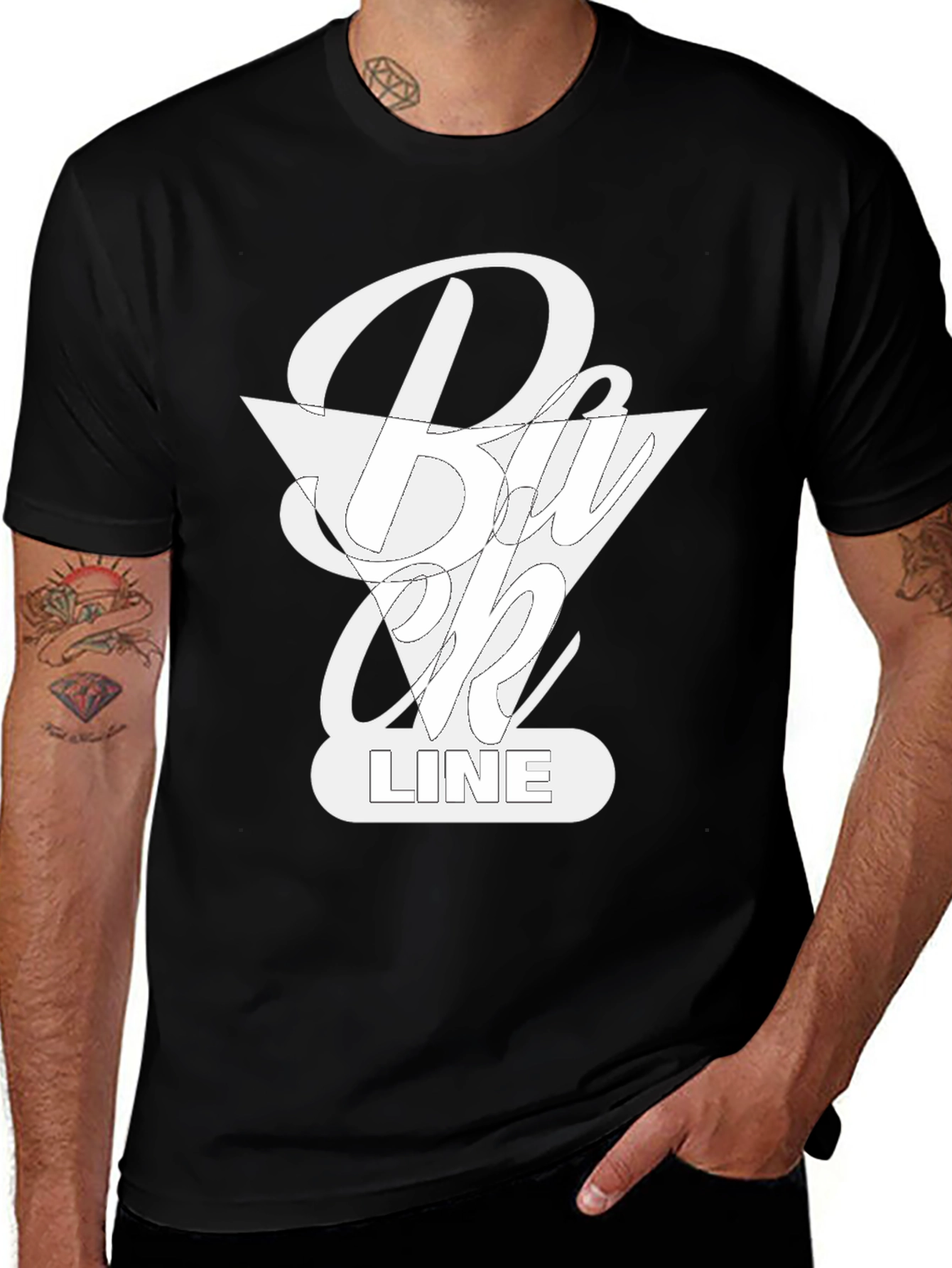 Stylish Back Line Black T-Shirt