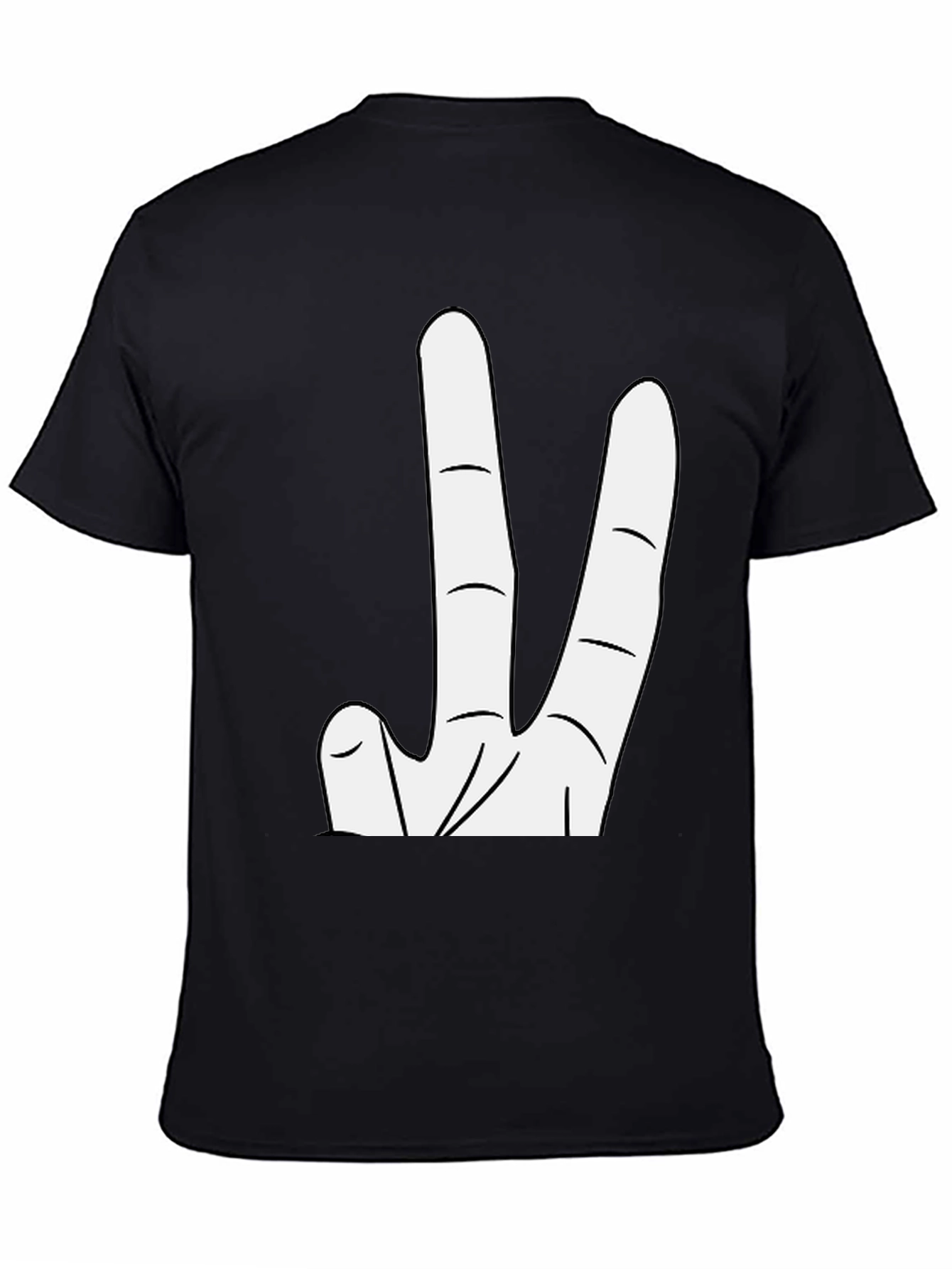 Novelty Three Finger Graphic Tee - Black