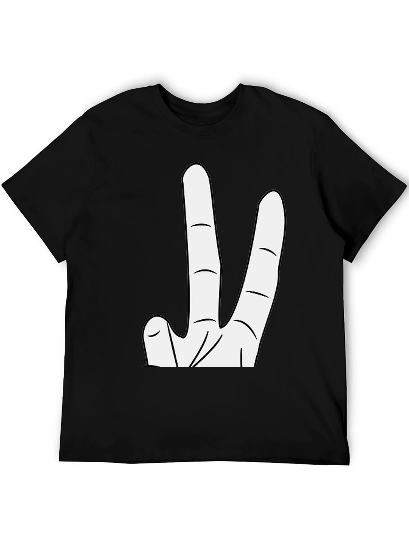 Novelty Three Finger Graphic Tee - Black