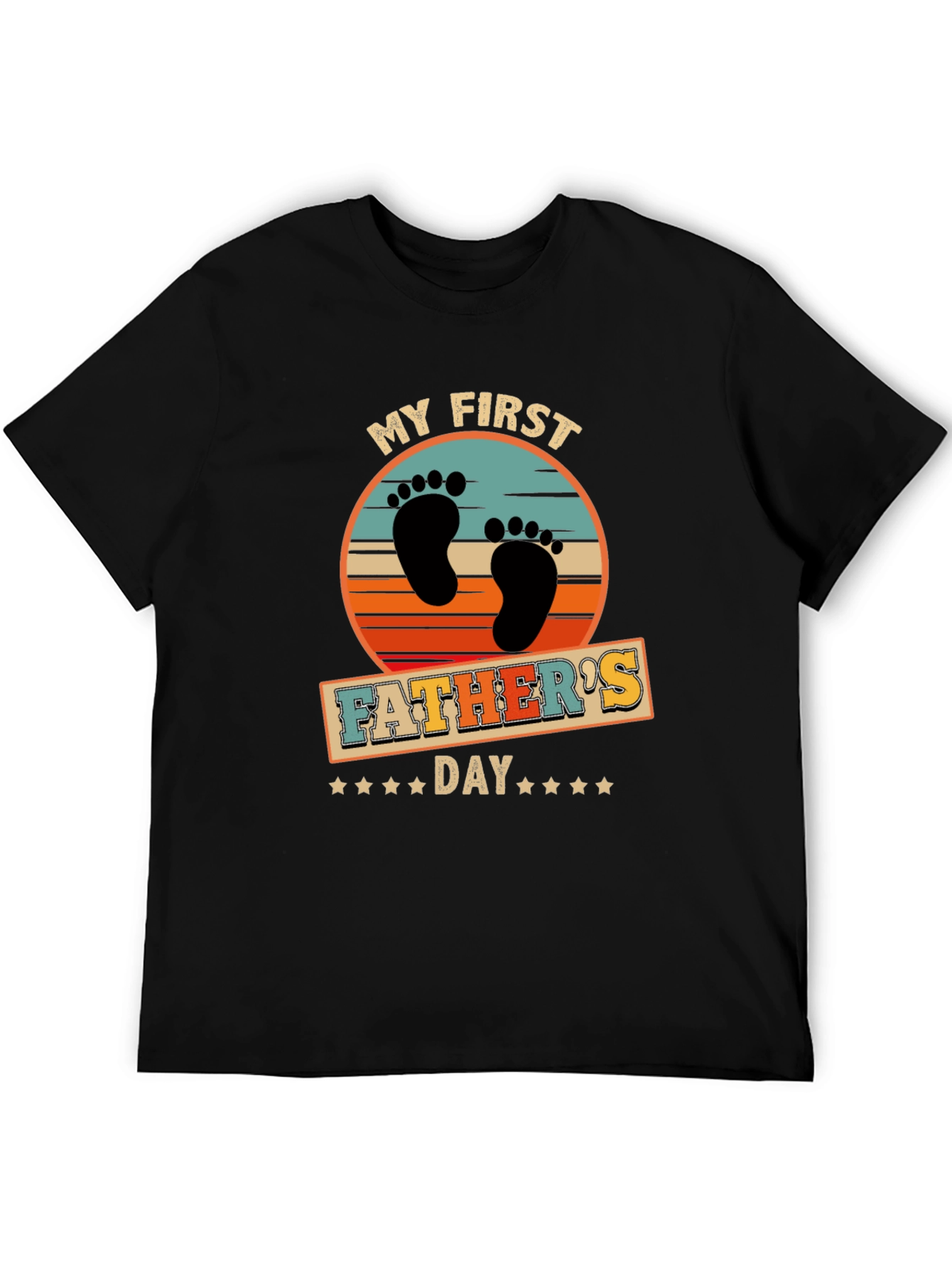 First Fathers Day Black Graphic T-Shirt