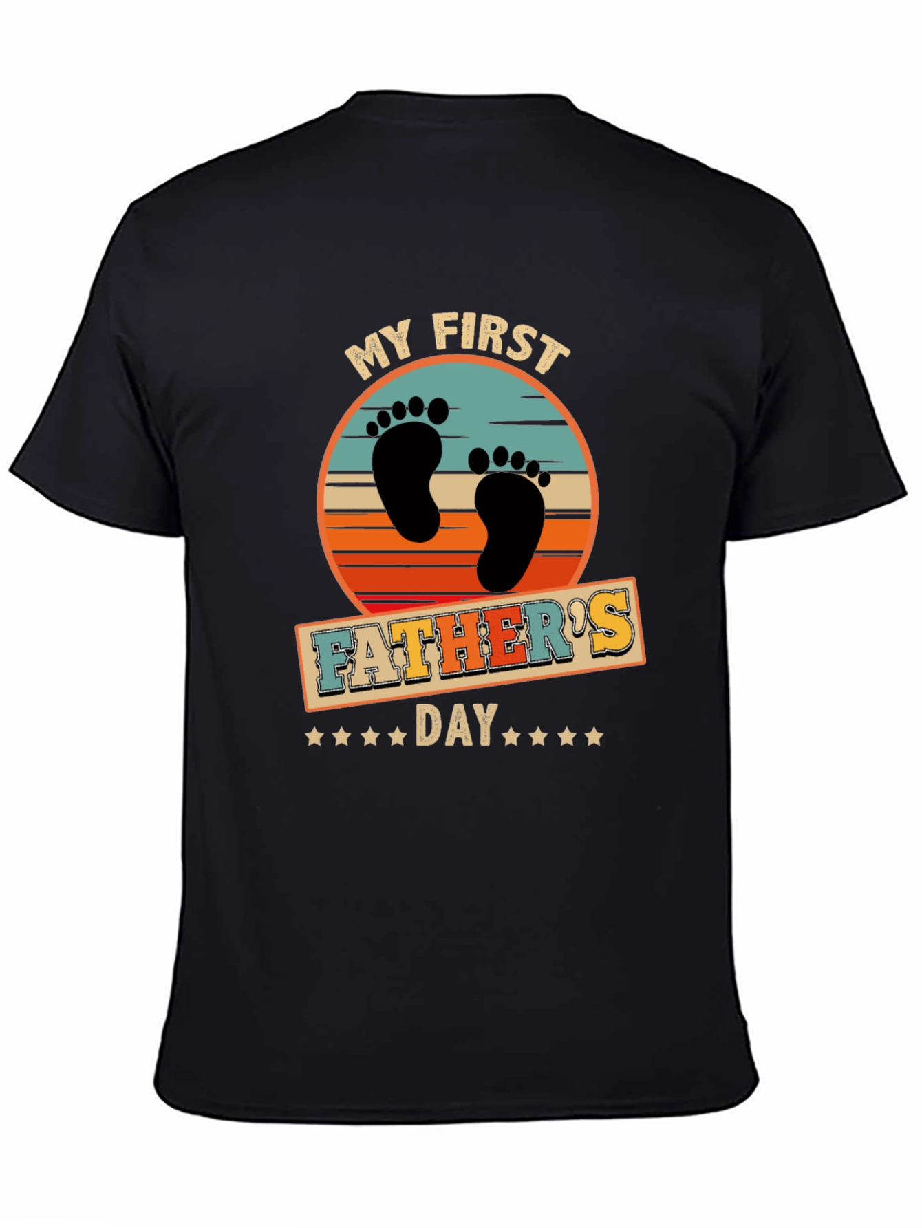 First Fathers Day Black Graphic T-Shirt
