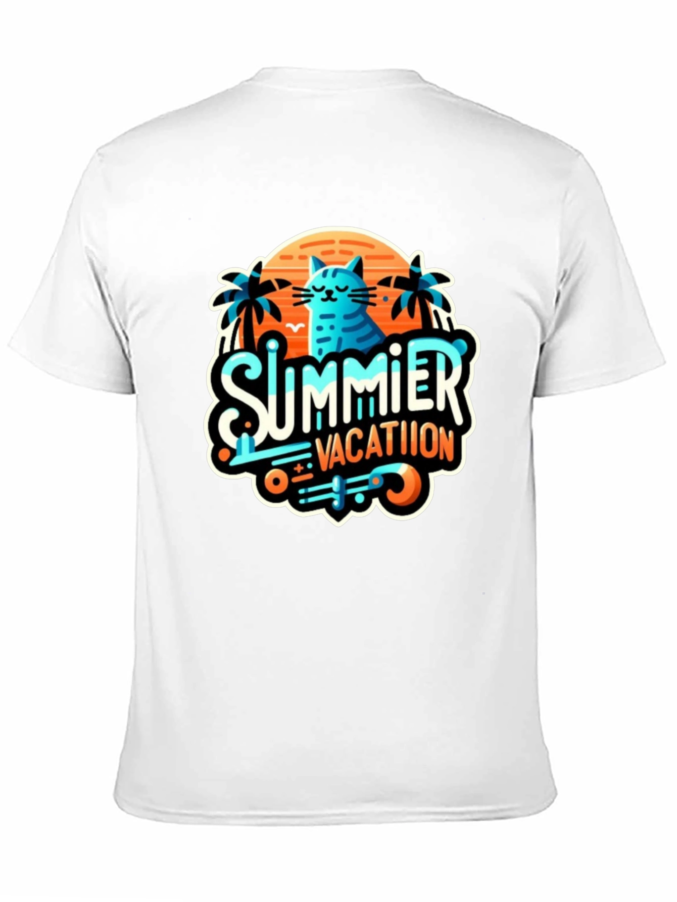 Summer Vacation Cat Graphic Tee