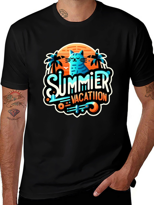 Summer Vacation Cat Graphic Tee