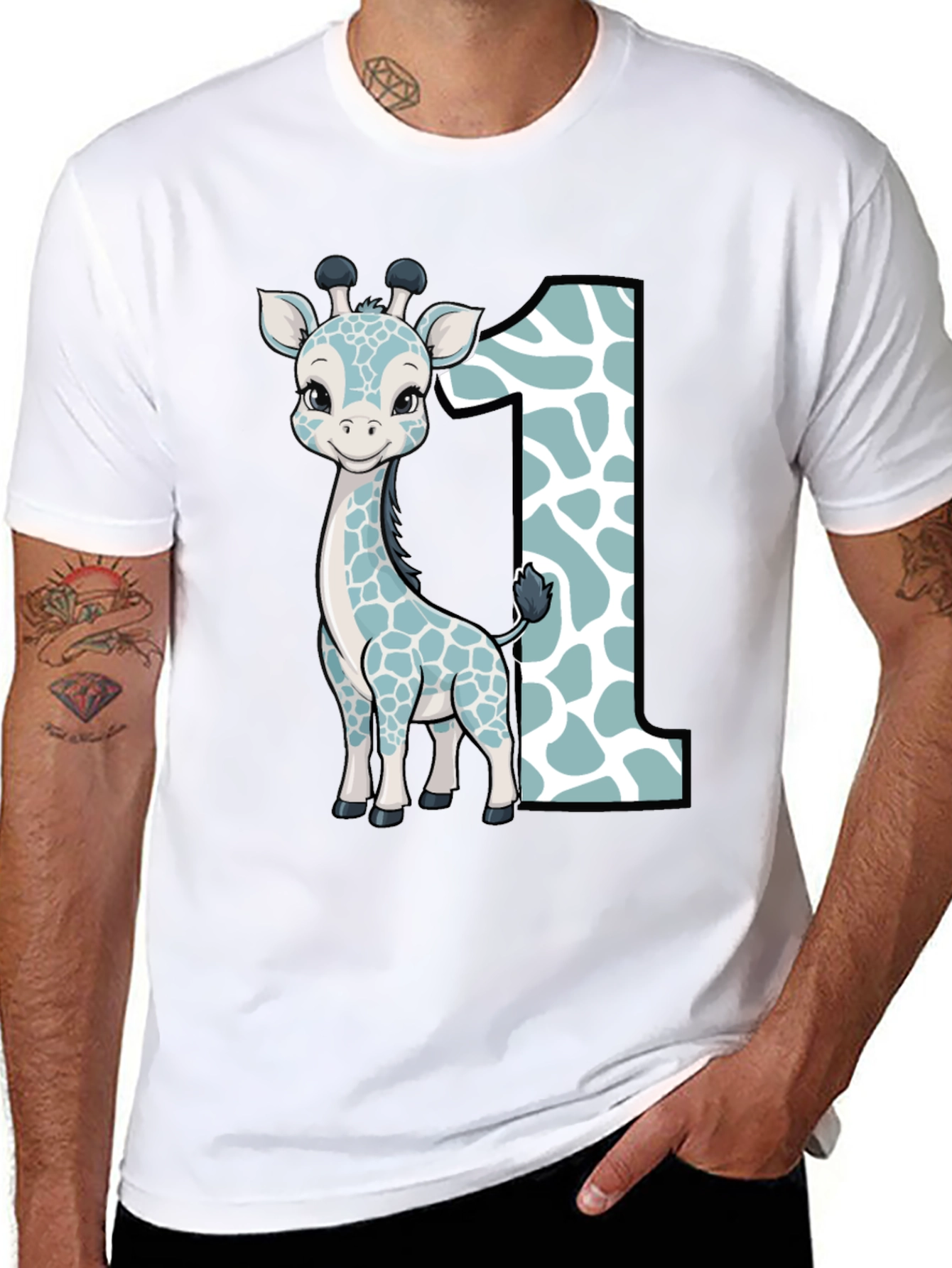 Cute Giraffe First Birthday T-Shirt