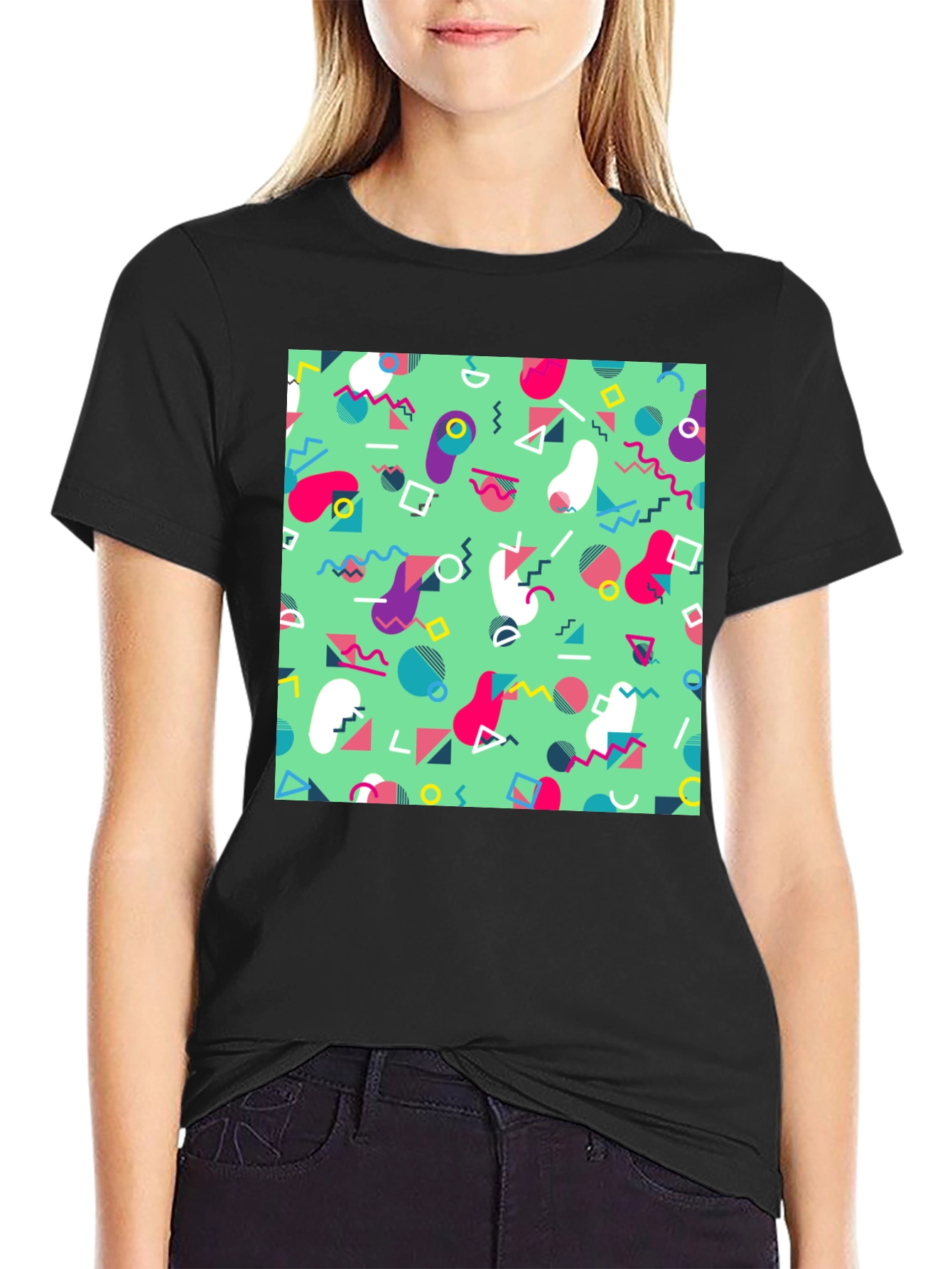 Retro 90s Pattern T-Shirt - Trendy Geometric Design