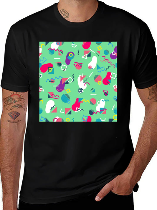 Retro 90s Pattern T-Shirt - Trendy Geometric Design