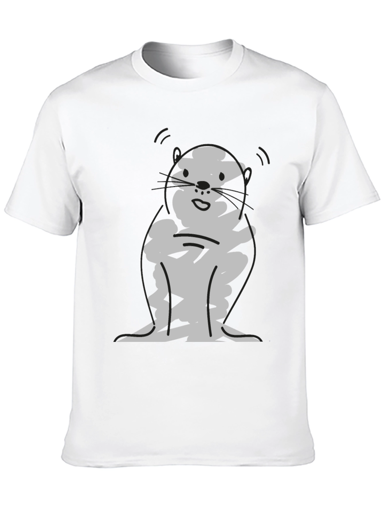 Cartoon Otter Graphic T-Shirt - Black