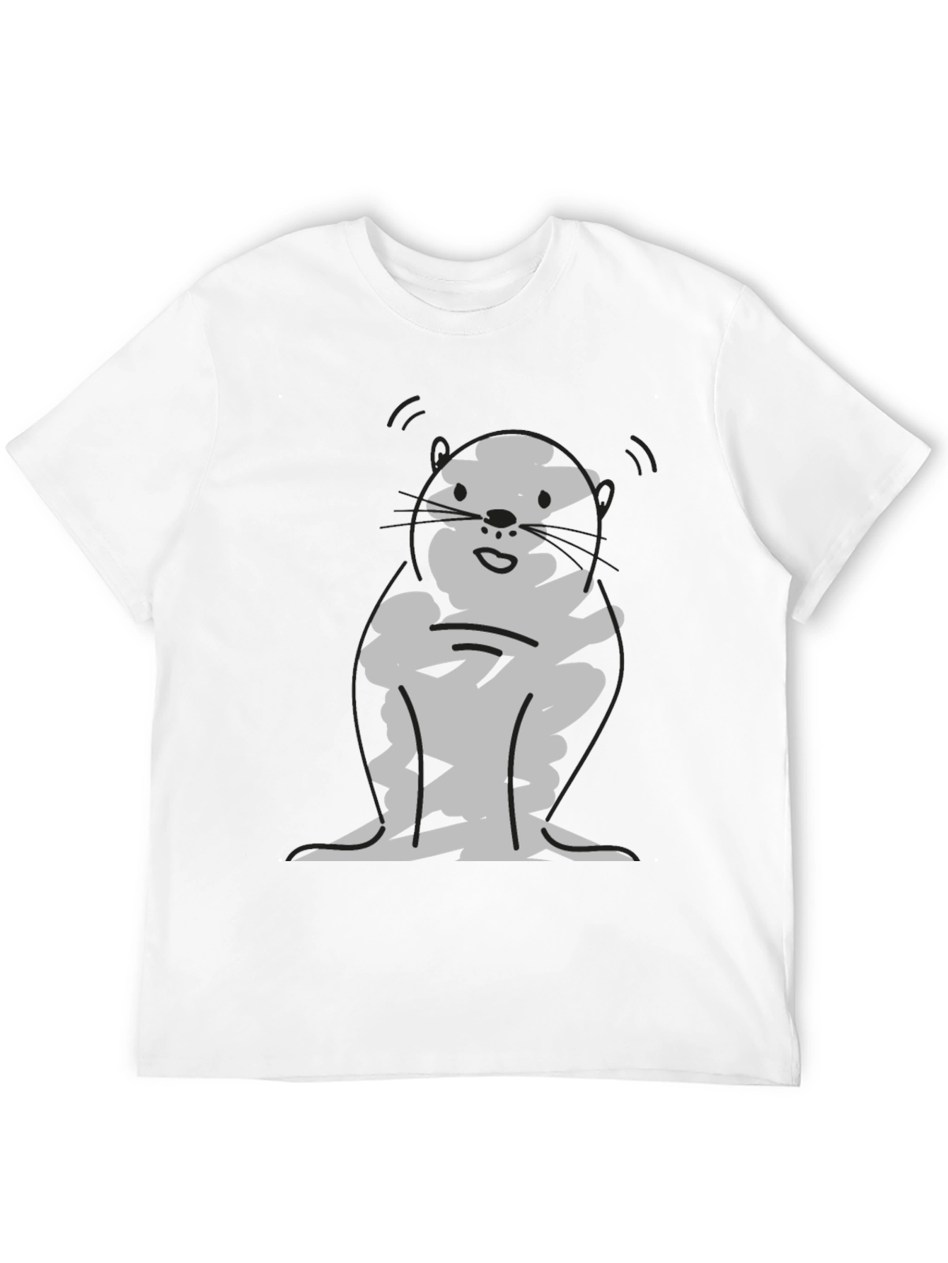 Cartoon Otter Graphic T-Shirt - Black