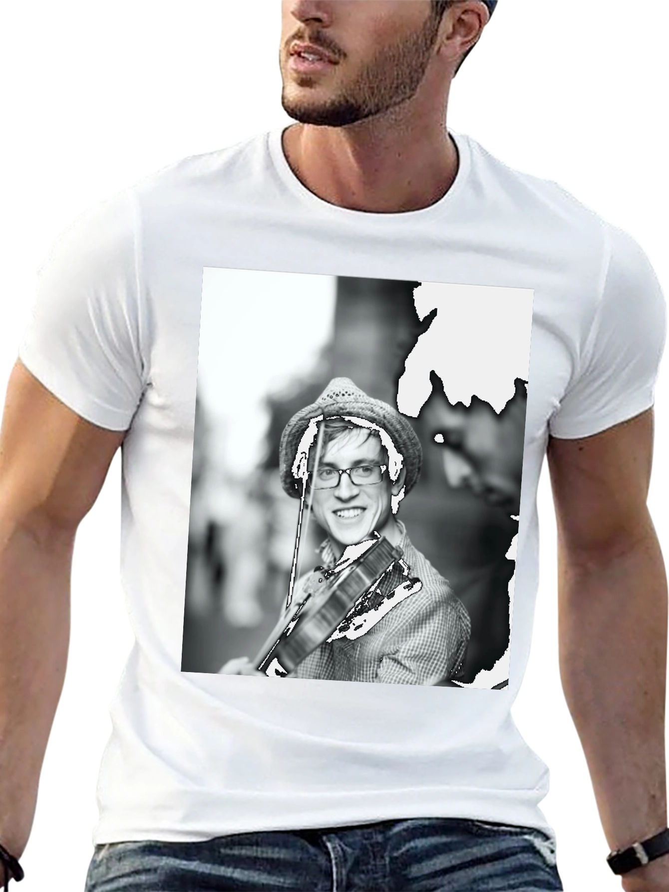 Black T-Shirt with Musician Graphic