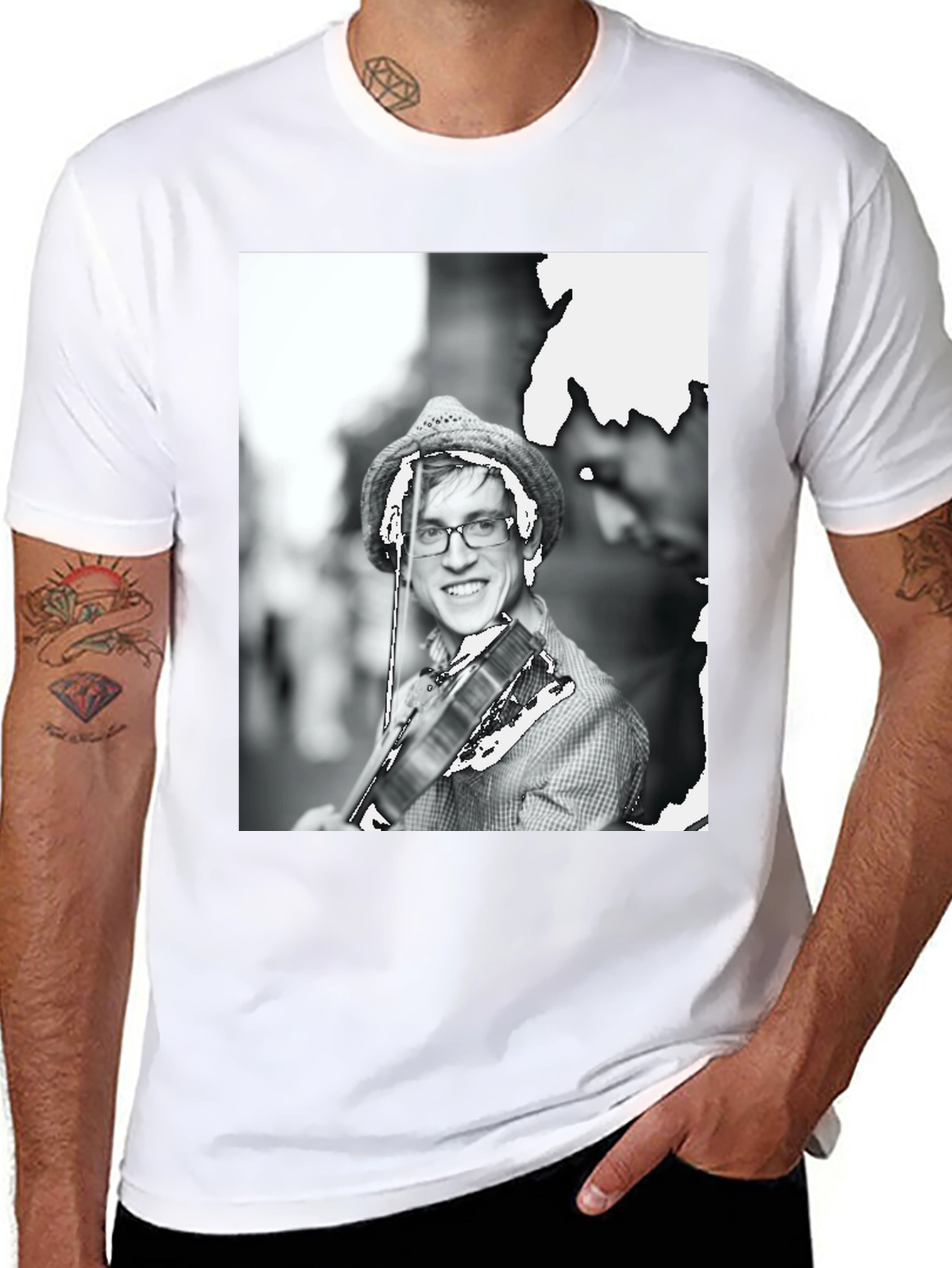 Black T-Shirt with Musician Graphic