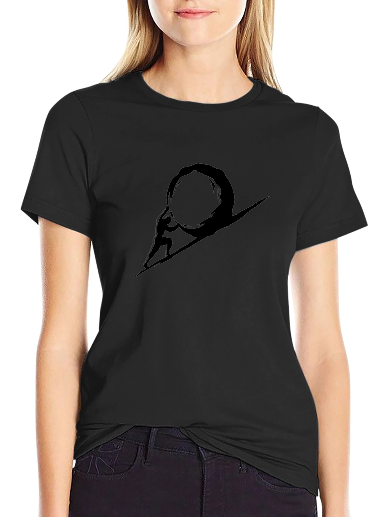 Sisyphus Black Graphic Tee - Existential T-Shirt