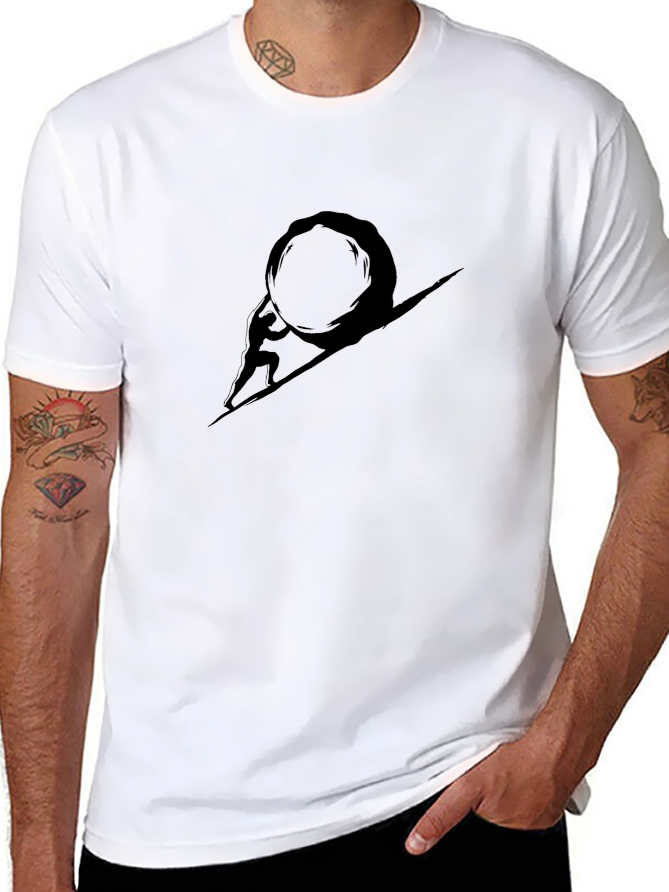 Sisyphus Black Graphic Tee - Existential T-Shirt