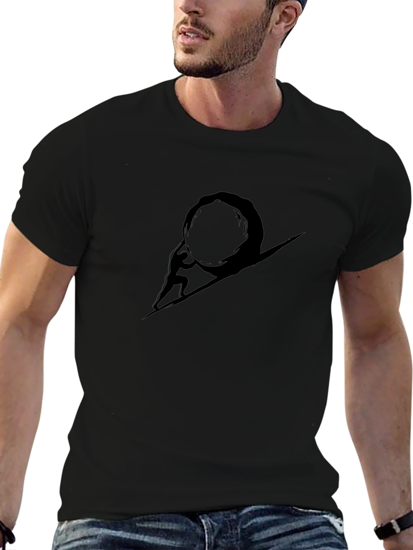 Sisyphus Black Graphic Tee - Existential T-Shirt
