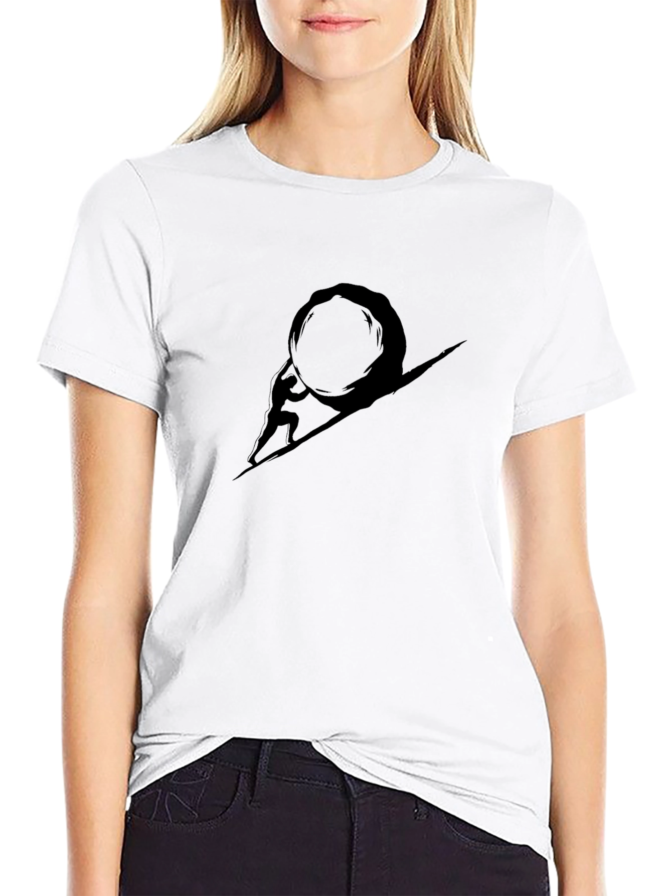 Sisyphus Black Graphic Tee - Existential T-Shirt