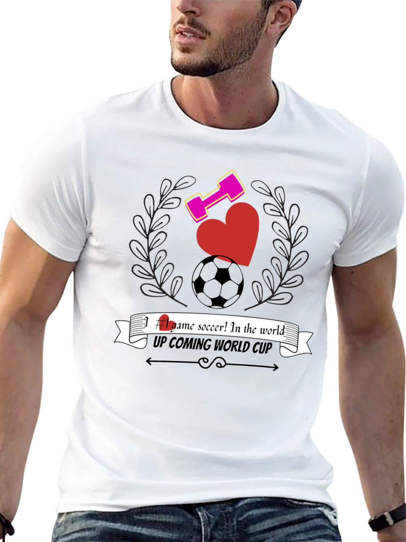 Mens Black Graphic T-Shirt - Soccer & Fitness Design