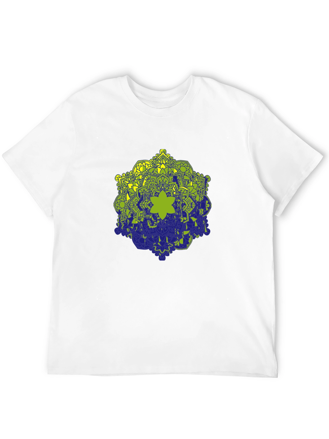 Black Tee with Geometric Mandala Design