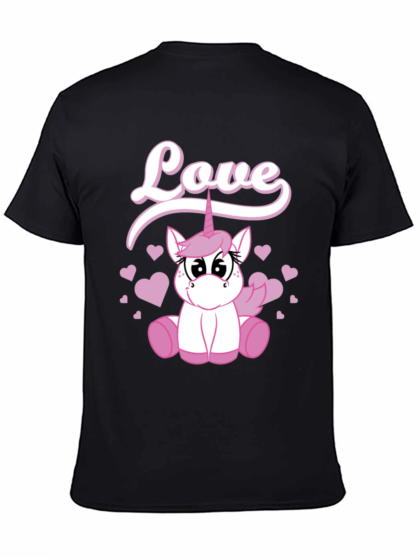 Love Unicorn Graphic Black T-Shirt