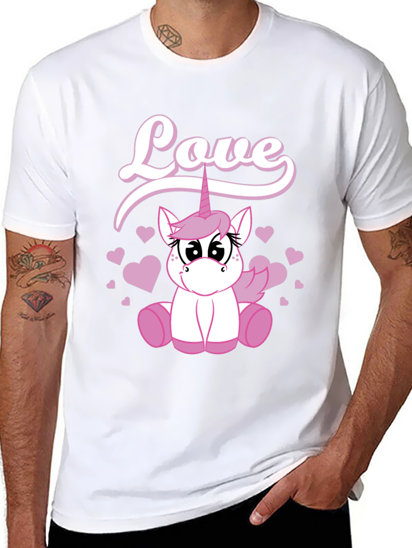 Love Unicorn Graphic Black T-Shirt