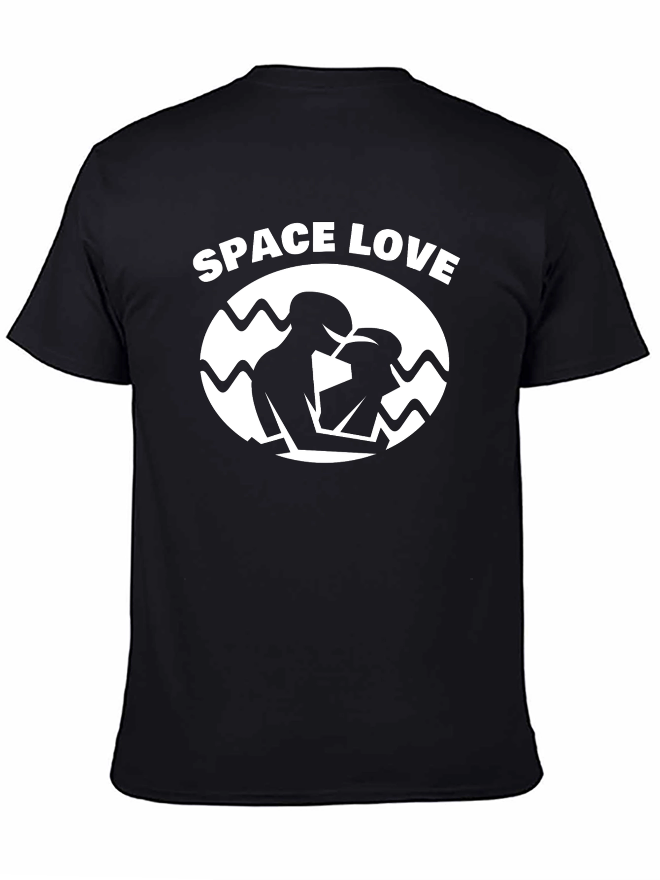 Space Love Graphic T-Shirt - Black Crew Neck Tee