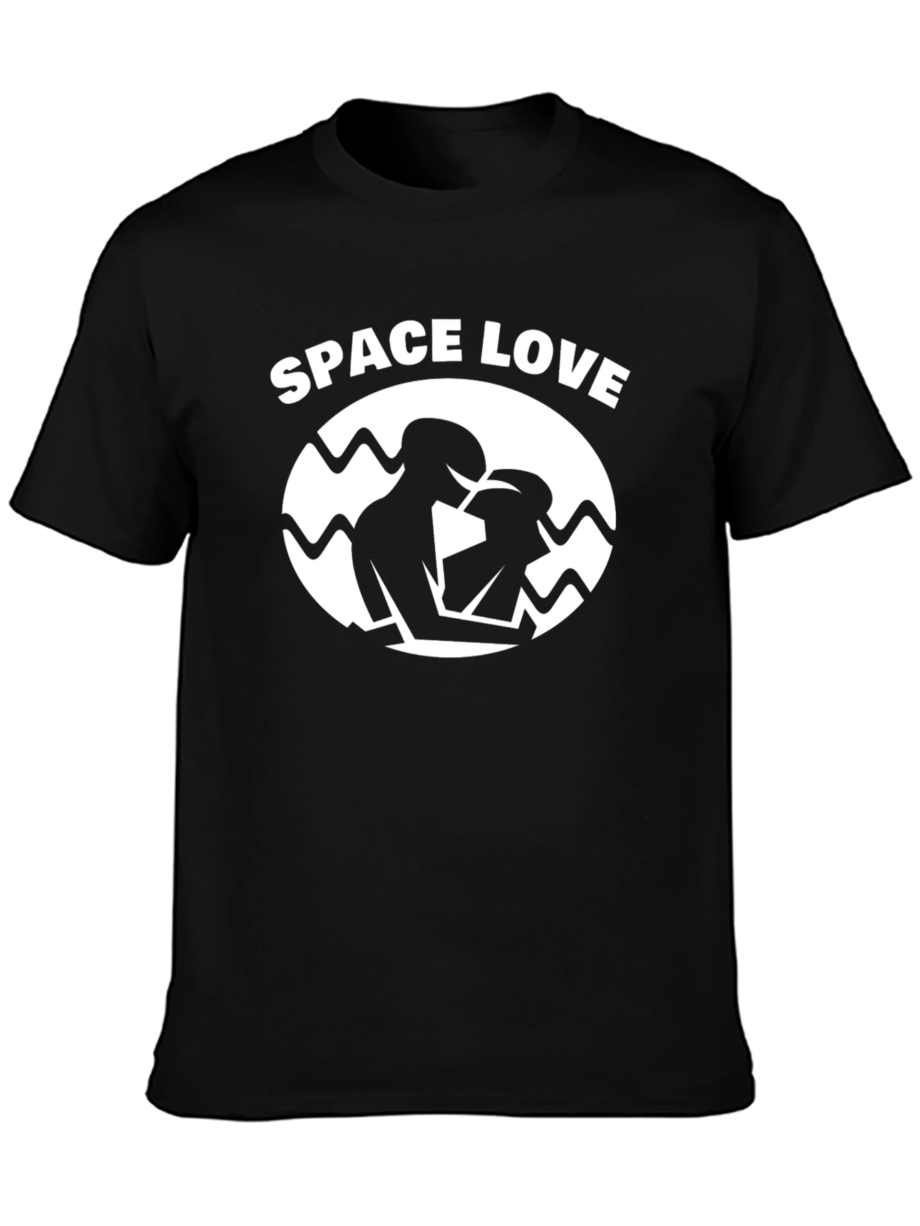 Space Love Graphic T-Shirt - Black Crew Neck Tee