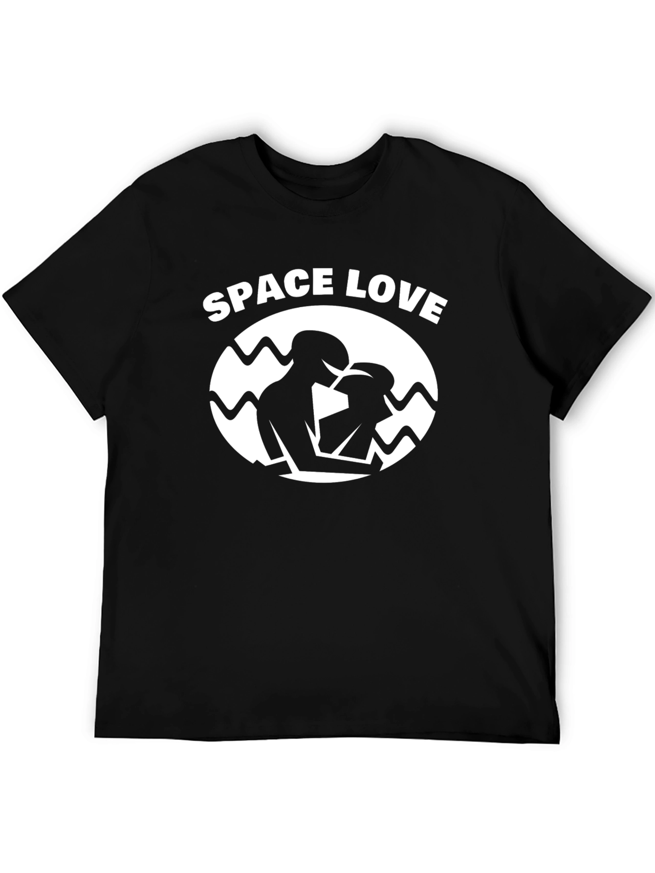 Space Love Graphic T-Shirt - Black Crew Neck Tee