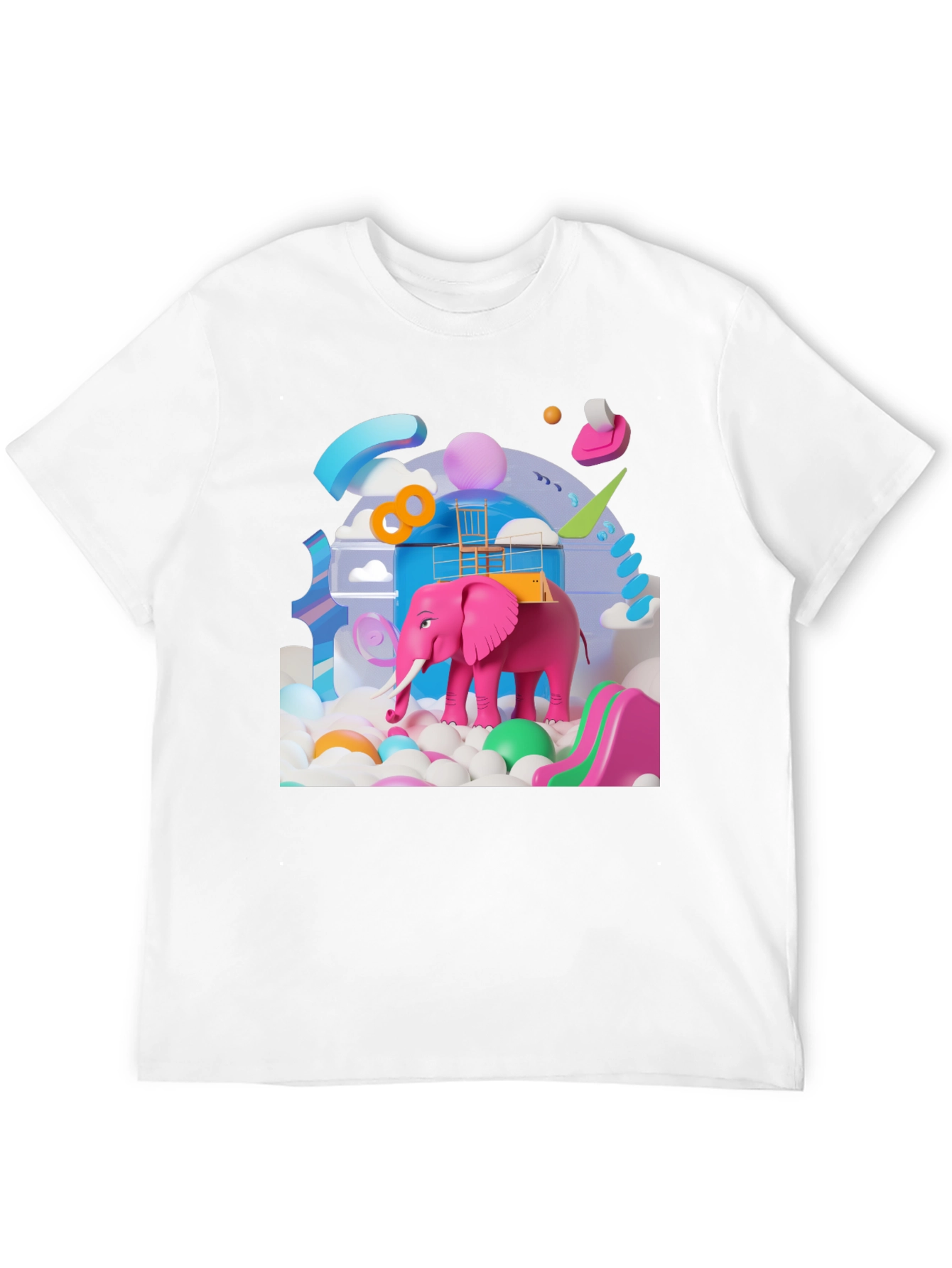 Playful Pink Elephant Graphic Tee - Novelty Design