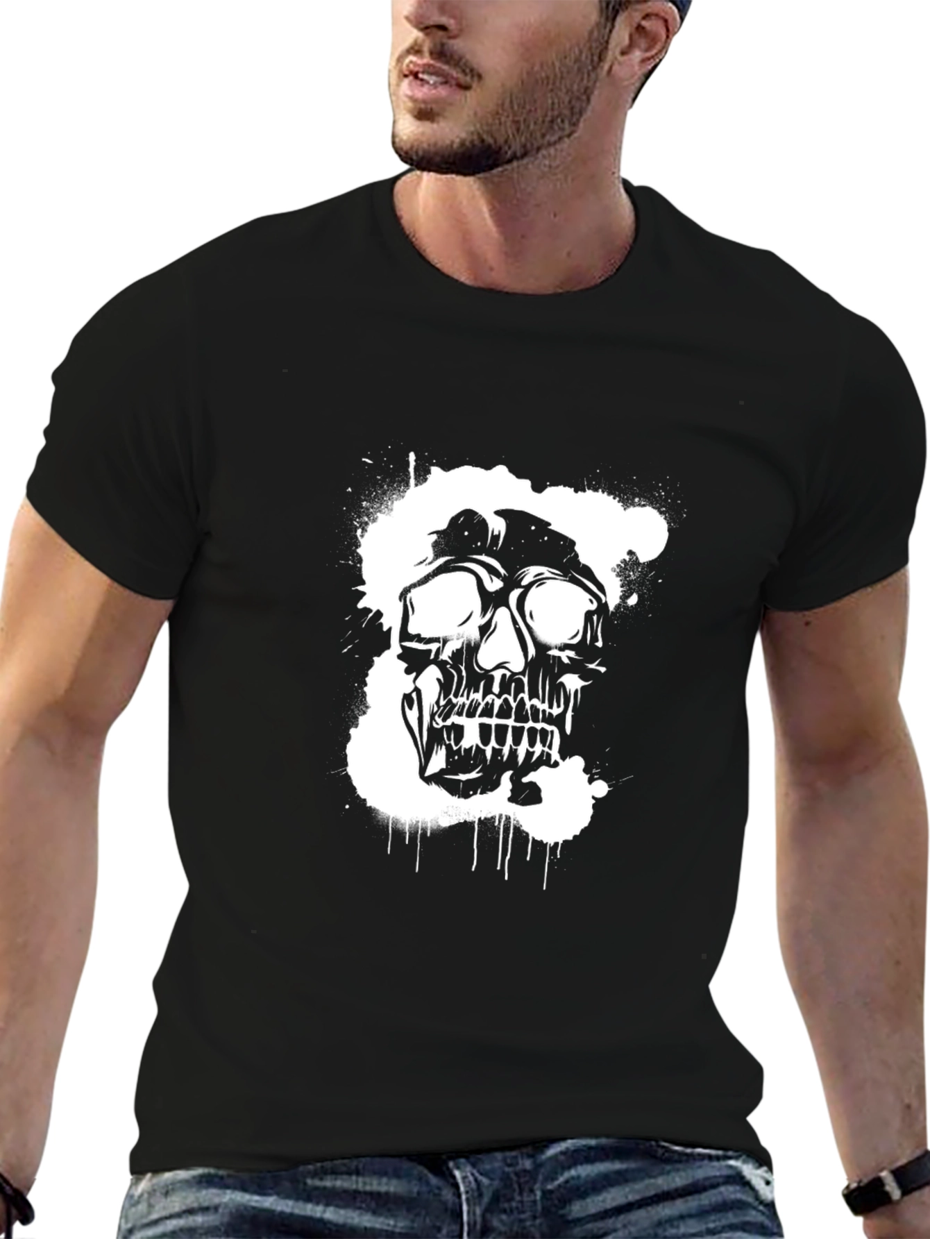 Edgy Skull Graphic Black T-Shirt for Men