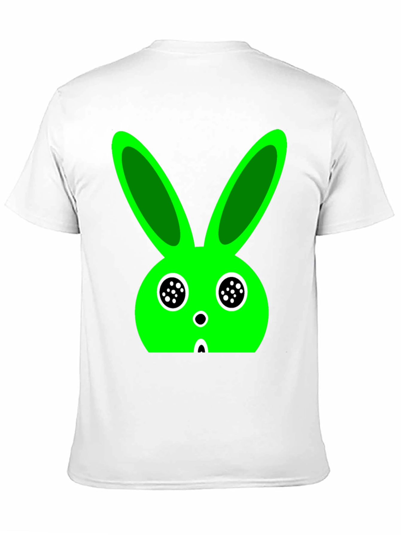 Funky Green Bunny Graphic Black T-Shirt