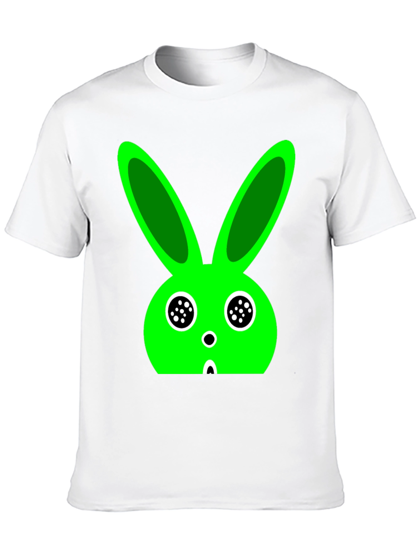 Funky Green Bunny Graphic Black T-Shirt
