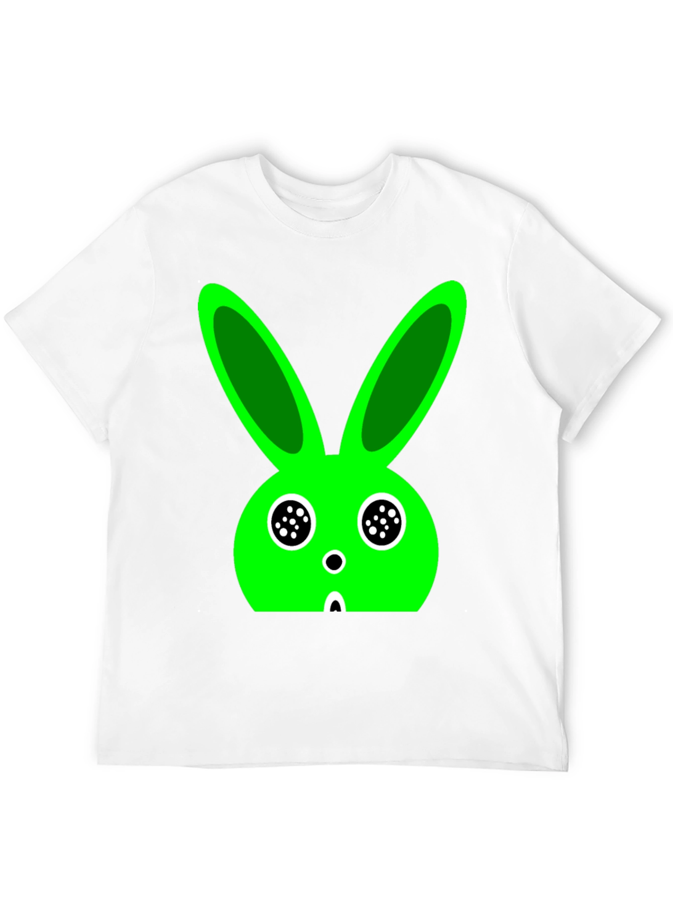 Funky Green Bunny Graphic Black T-Shirt
