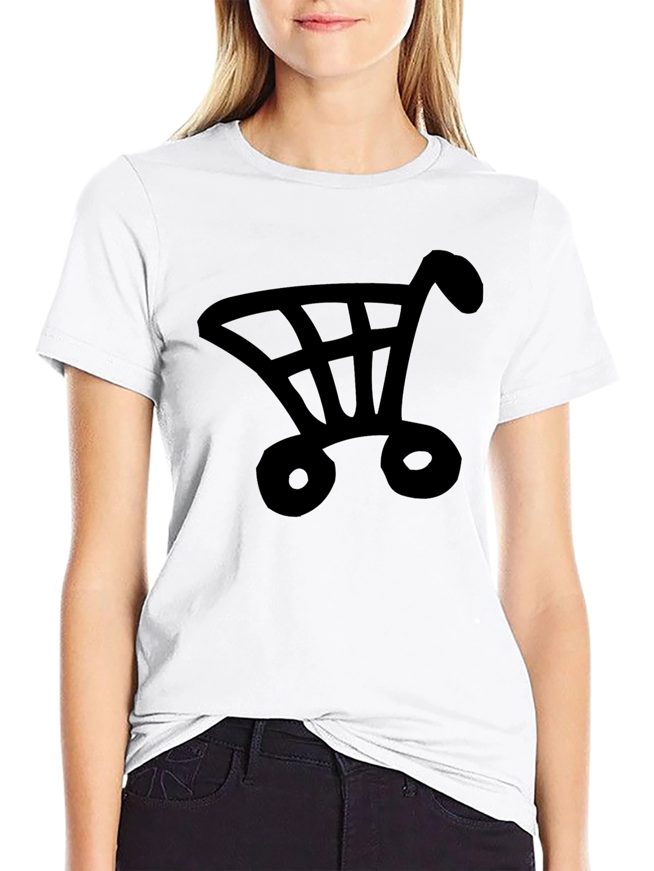 Shopping Cart Graphic Tee - Black Cotton