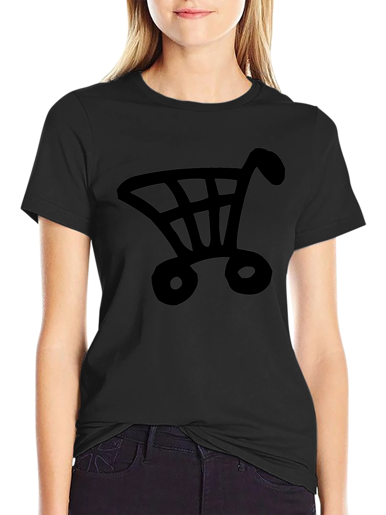 Shopping Cart Graphic Tee - Black Cotton