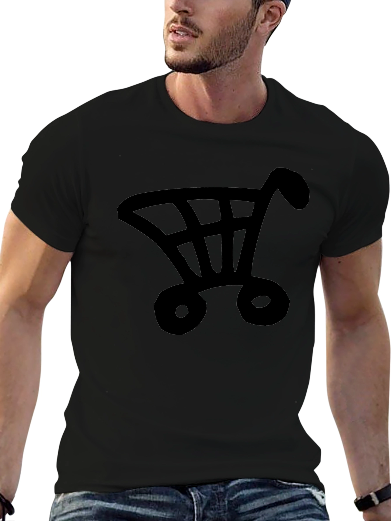 Shopping Cart Graphic Tee - Black Cotton