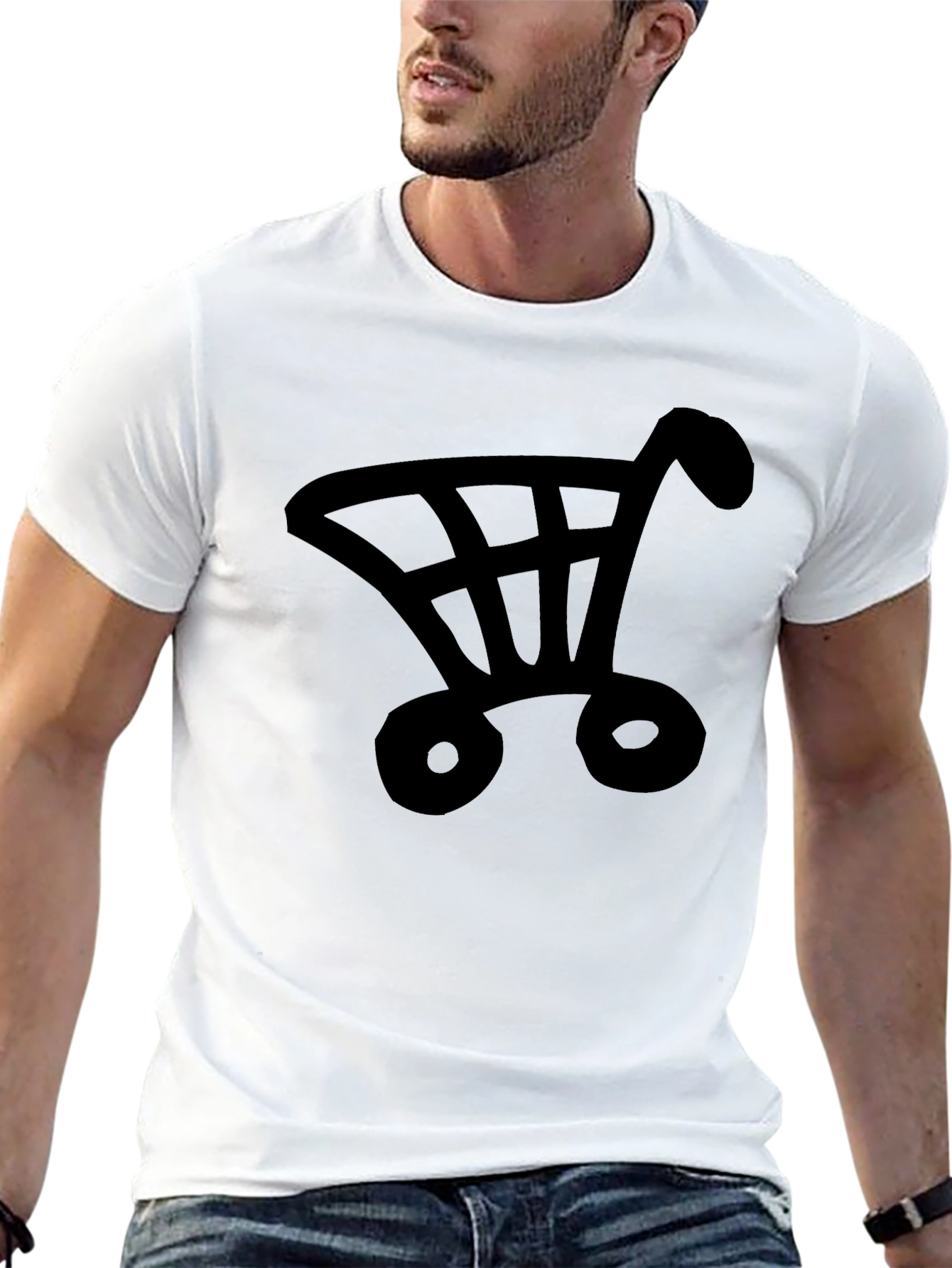 Shopping Cart Graphic Tee - Black Cotton