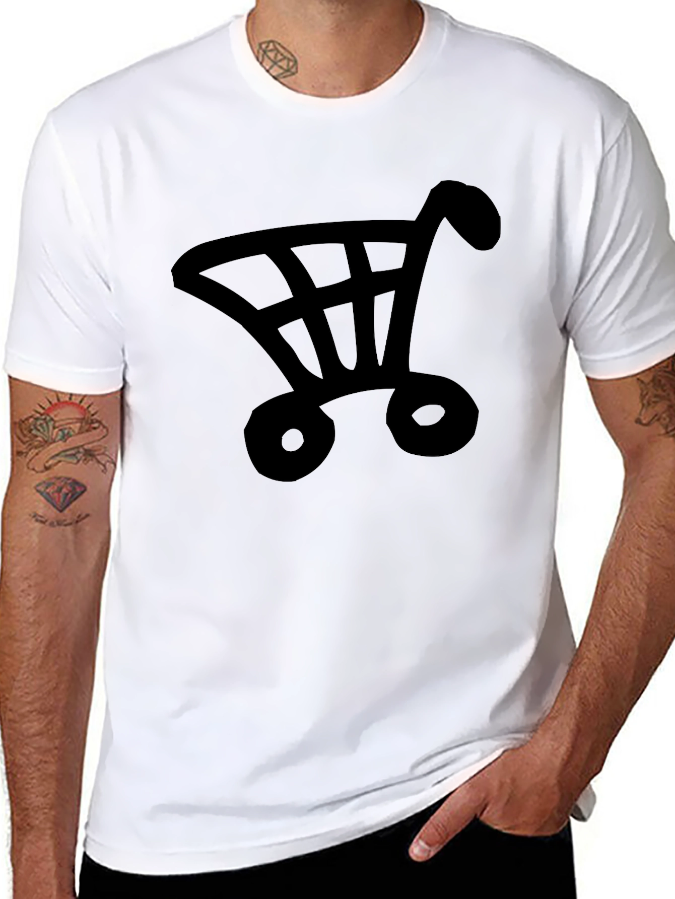 Shopping Cart Graphic Tee - Black Cotton
