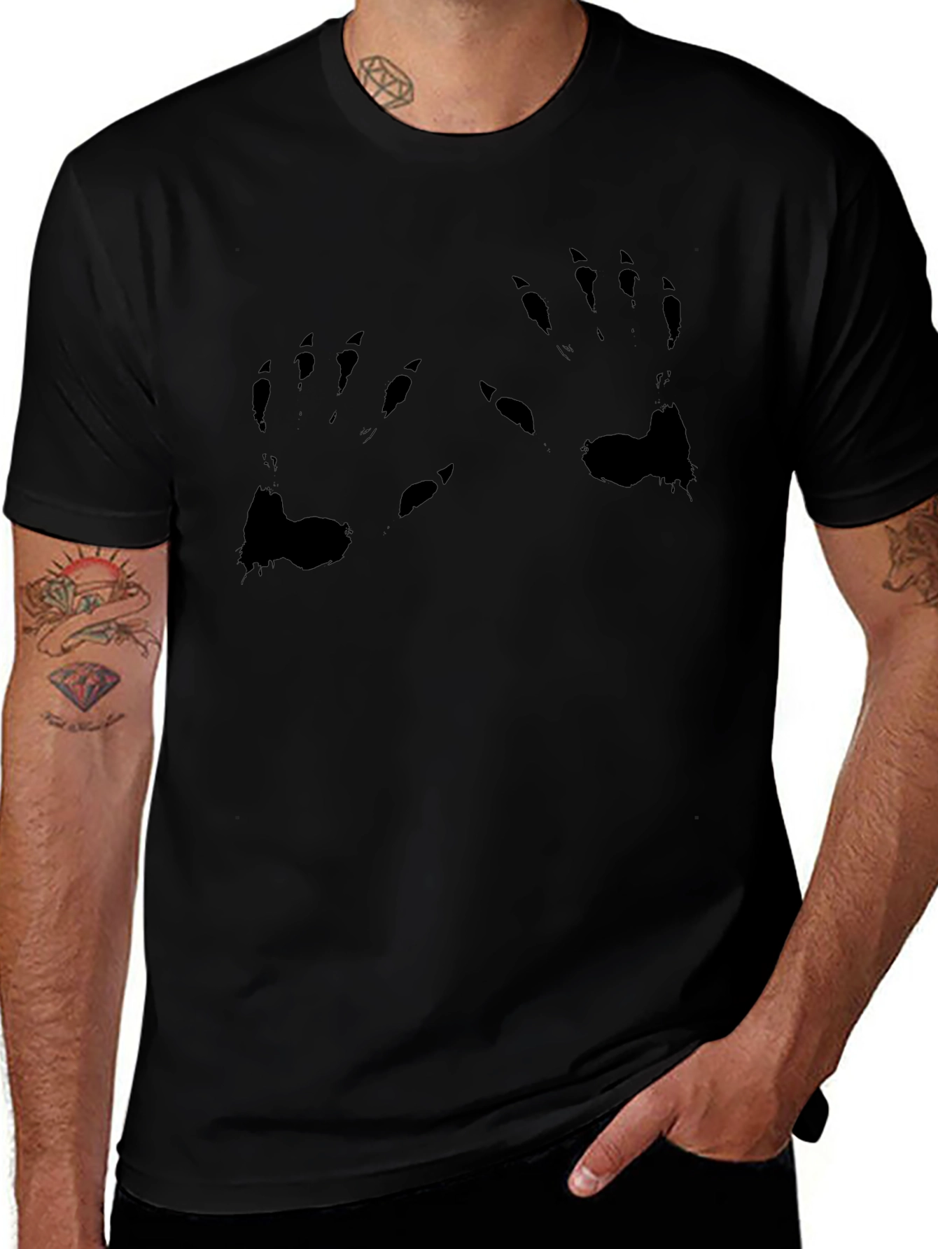 Black Graphic Tee - Monster Claw Print