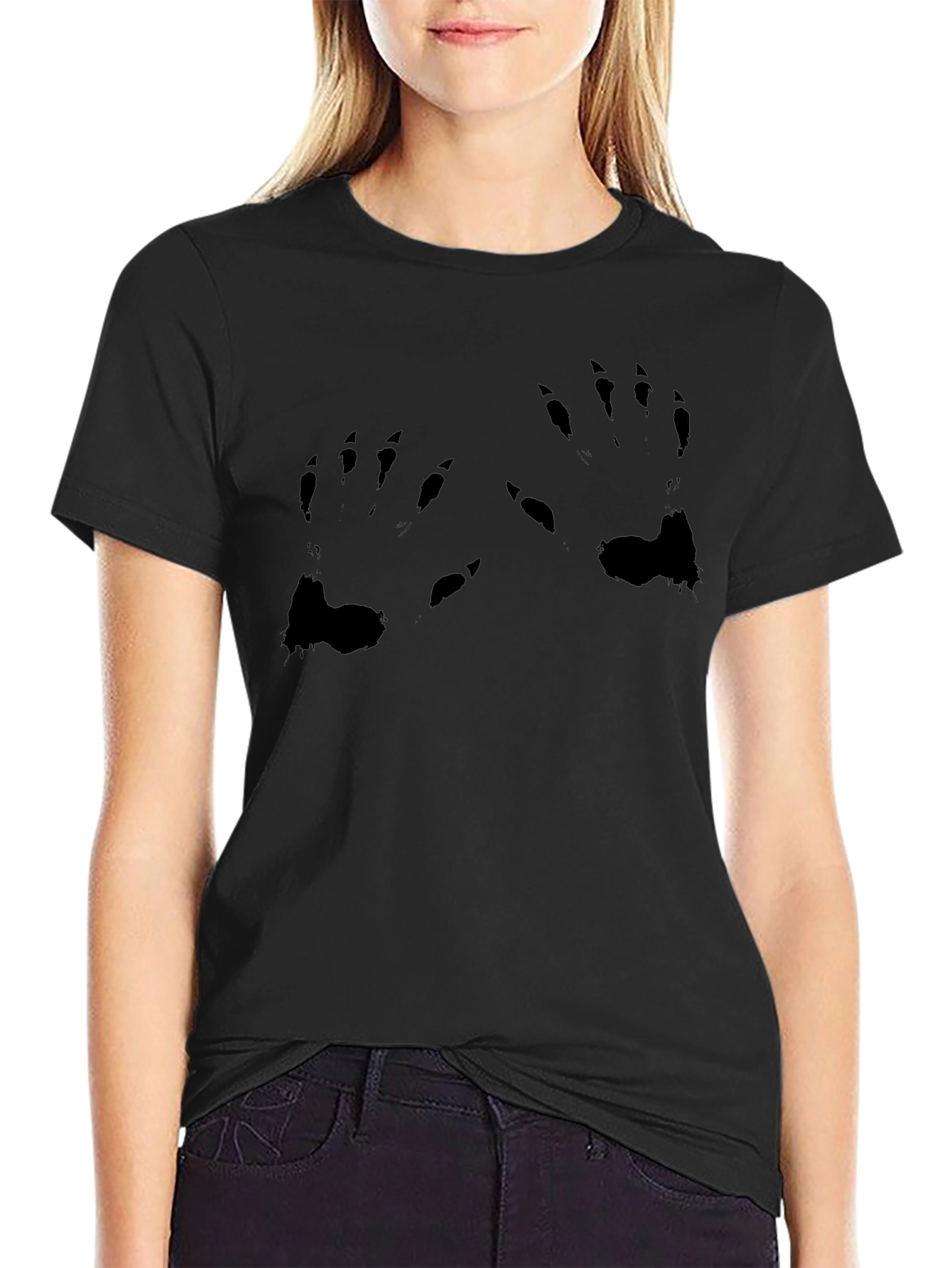 Black Graphic Tee - Monster Claw Print