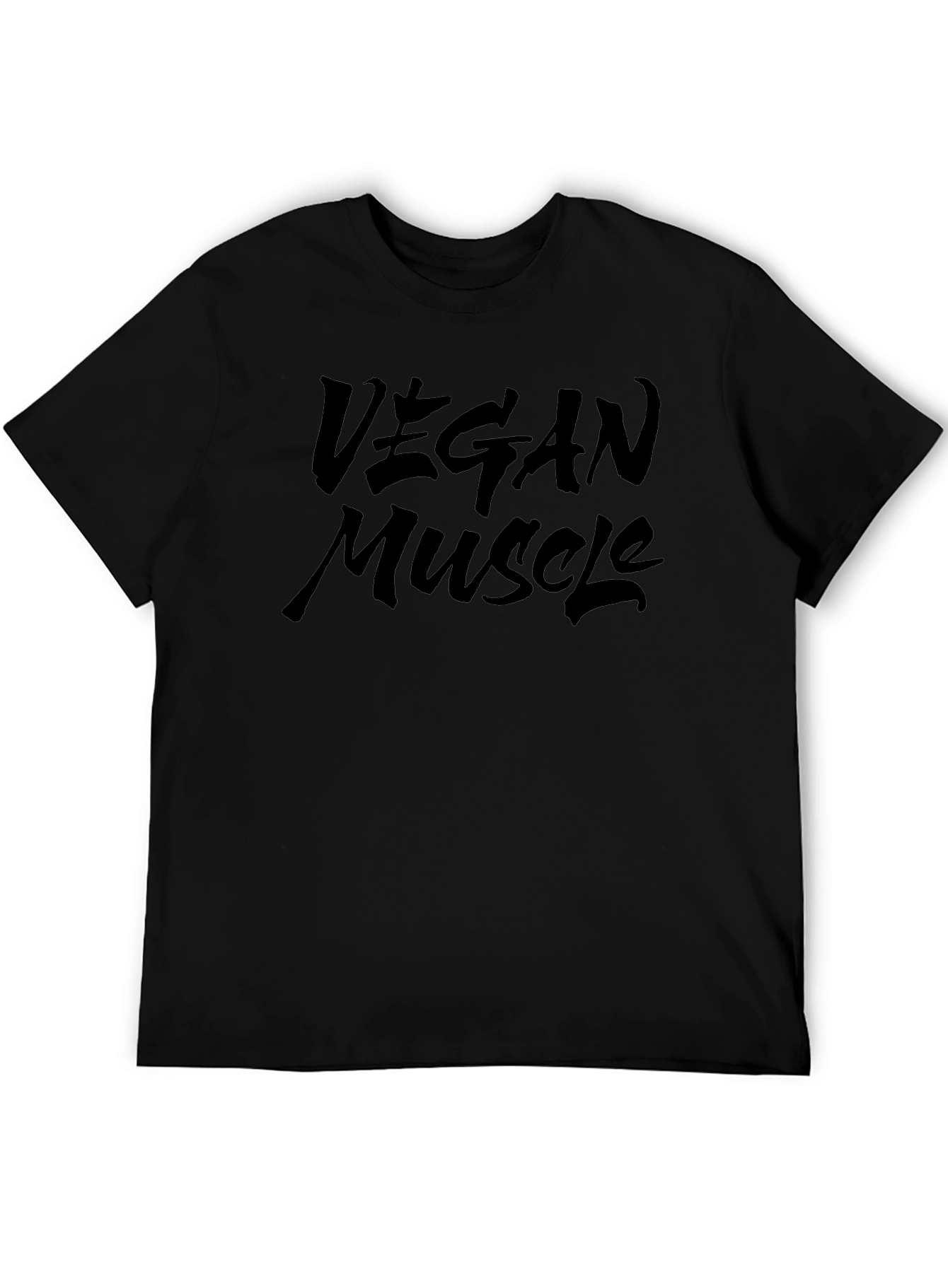 Vegan Muscle T-Shirt - Black Crew Neck