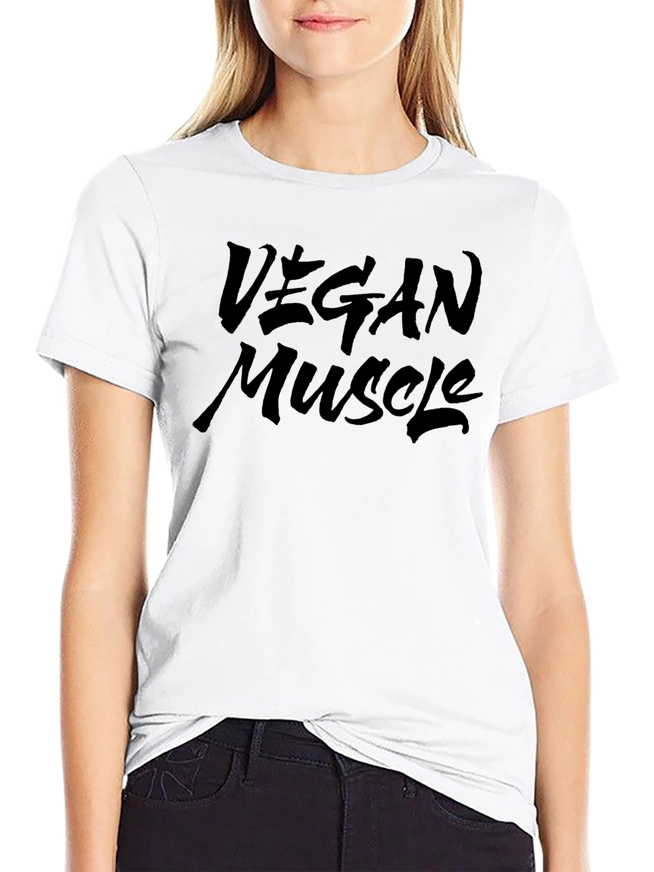 Vegan Muscle T-Shirt - Black Crew Neck