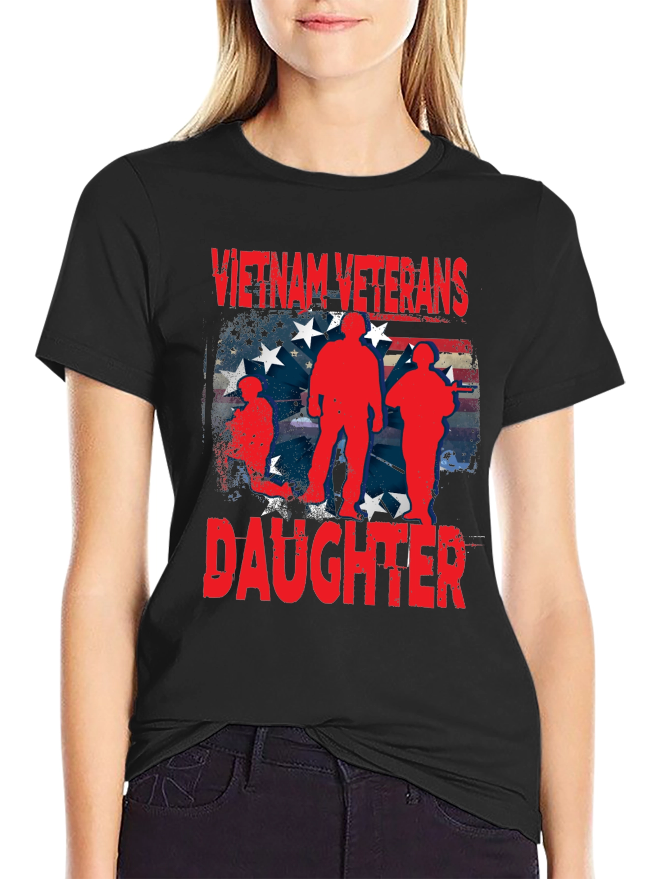 Vietnam Veterans Daughter T-Shirt Patriotic US Flag