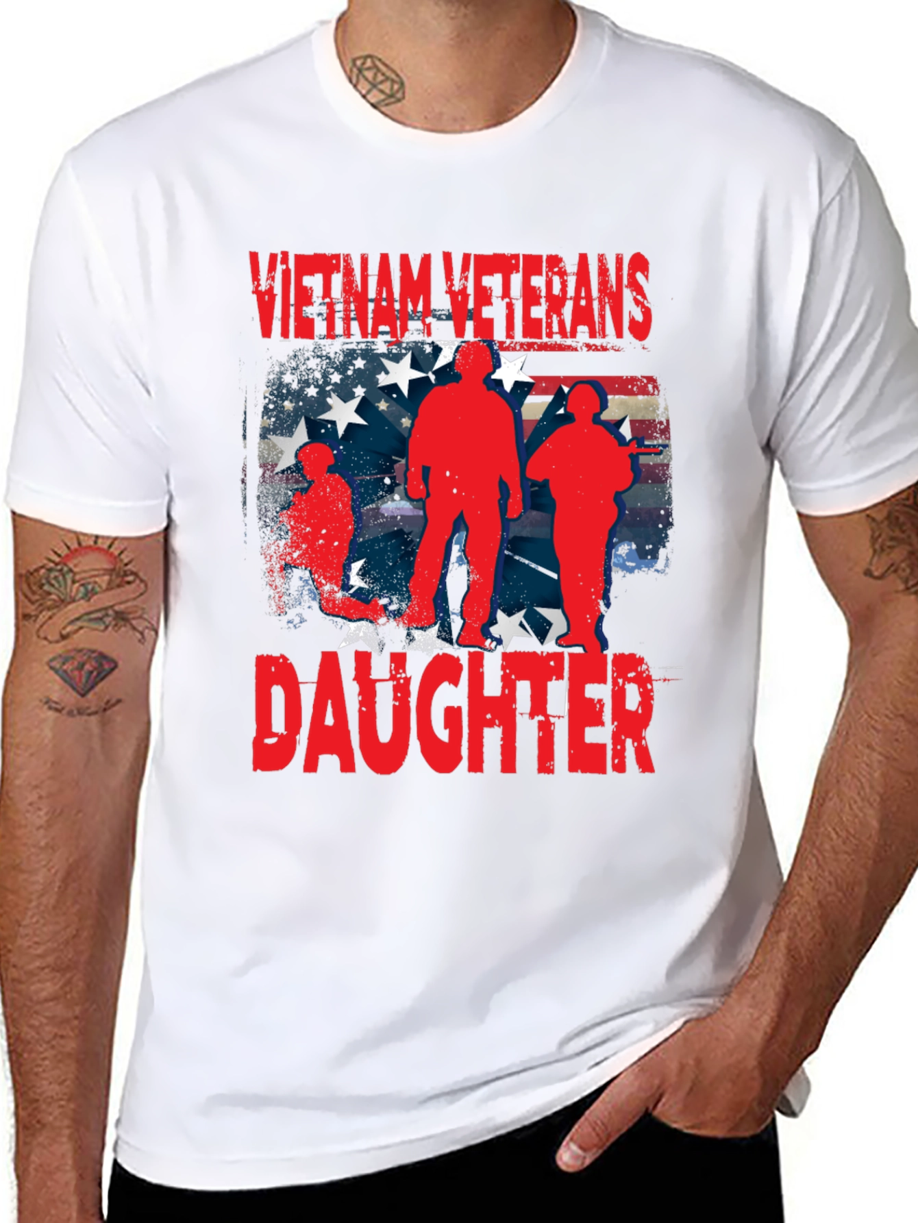 Vietnam Veterans Daughter T-Shirt Patriotic US Flag