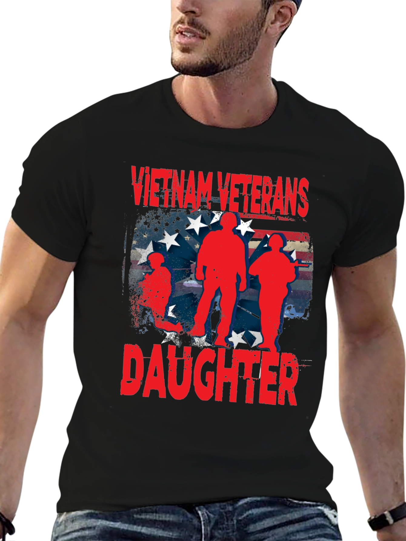 Vietnam Veterans Daughter T-Shirt Patriotic US Flag