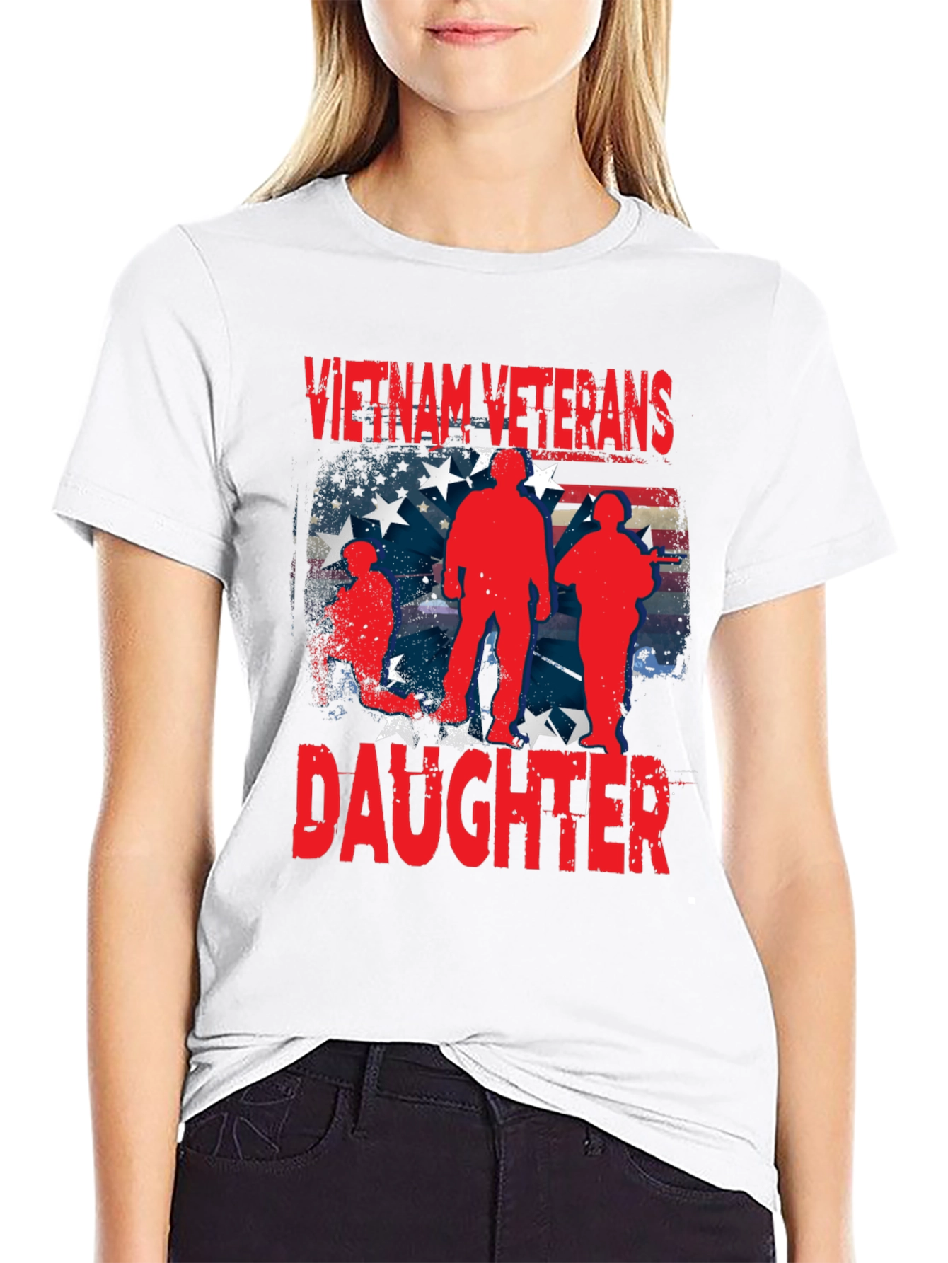 Vietnam Veterans Daughter T-Shirt Patriotic US Flag