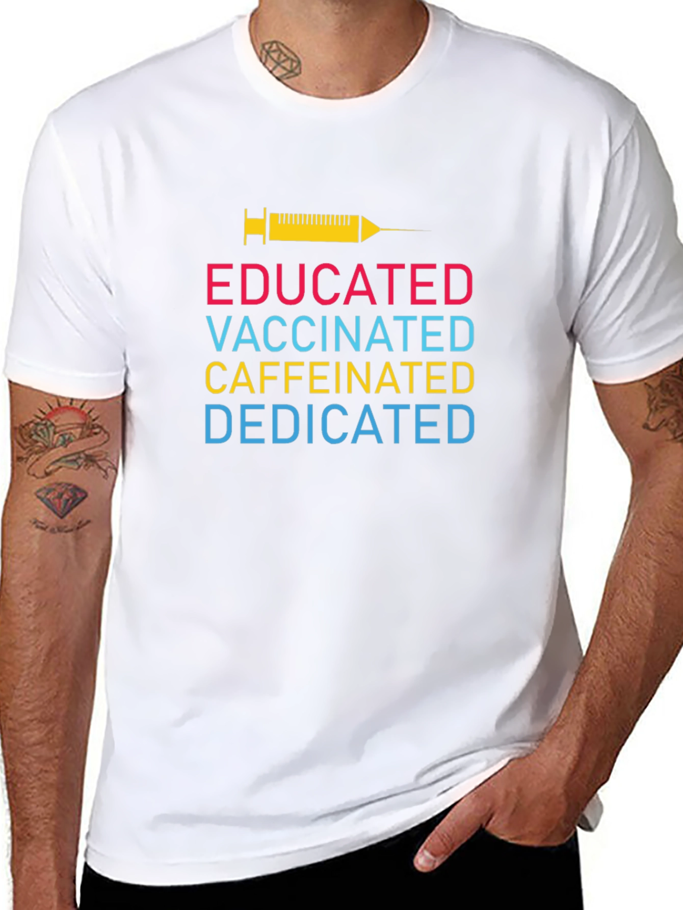 Educated Vaccinated Caffeinated Dedicated T-Shirt