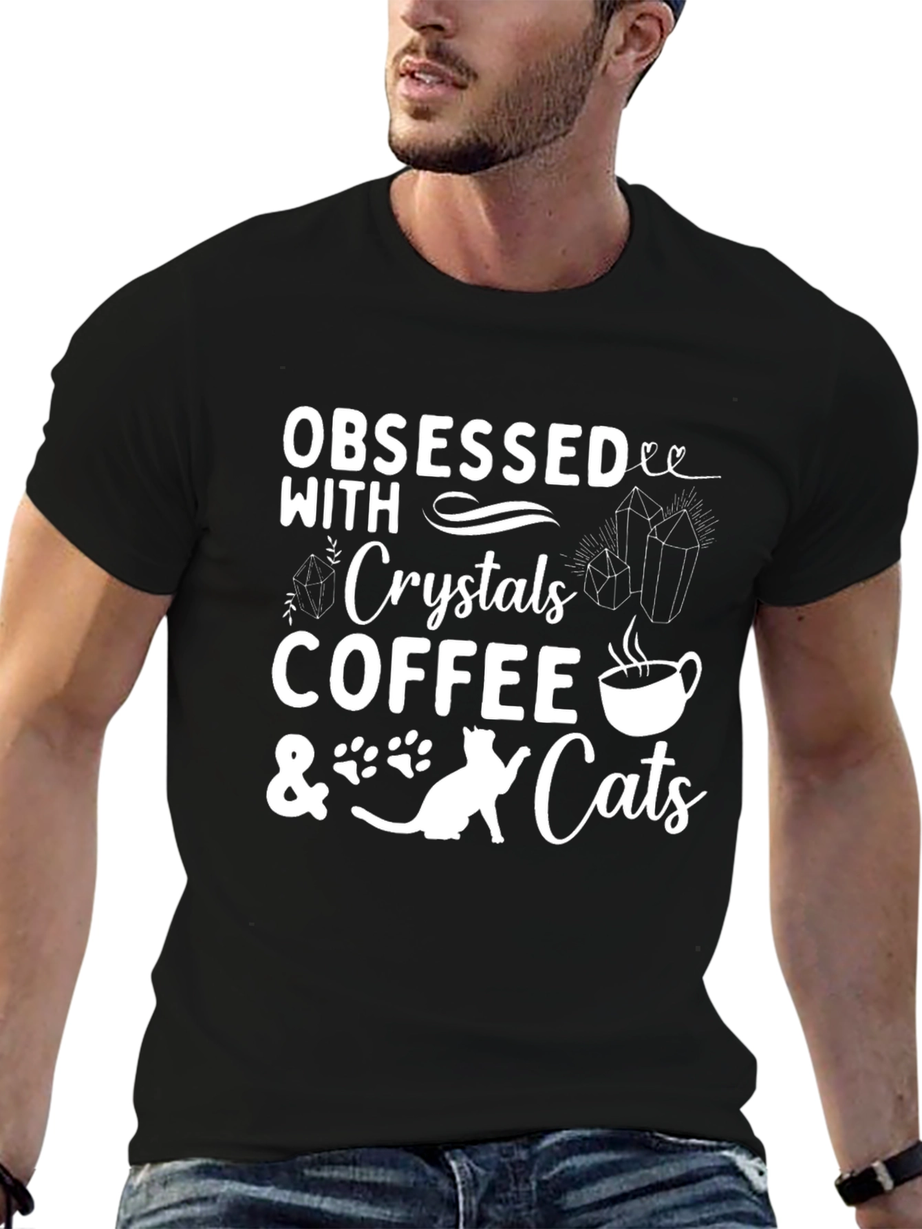 Obsessed with Crystals Coffee & Cats Graphic Tee