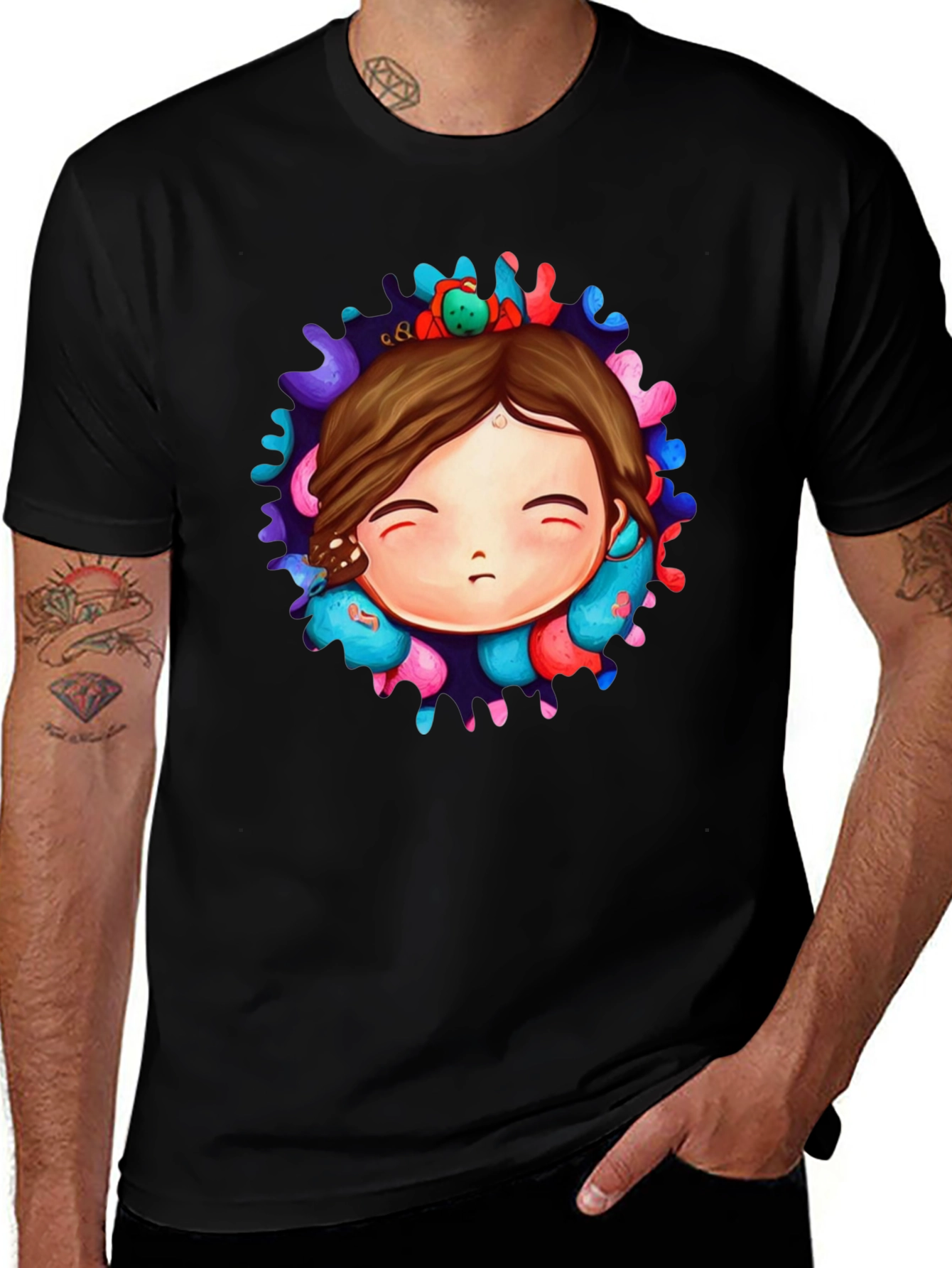 Unique Graphic Print Black T-Shirt