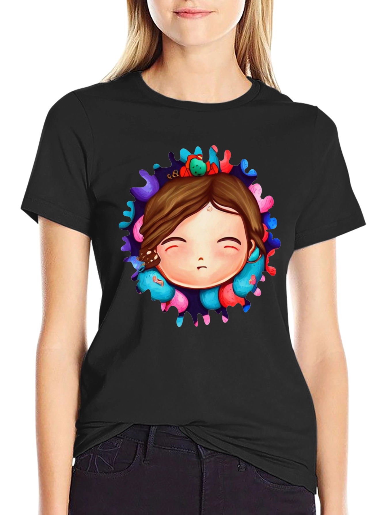 Unique Graphic Print Black T-Shirt