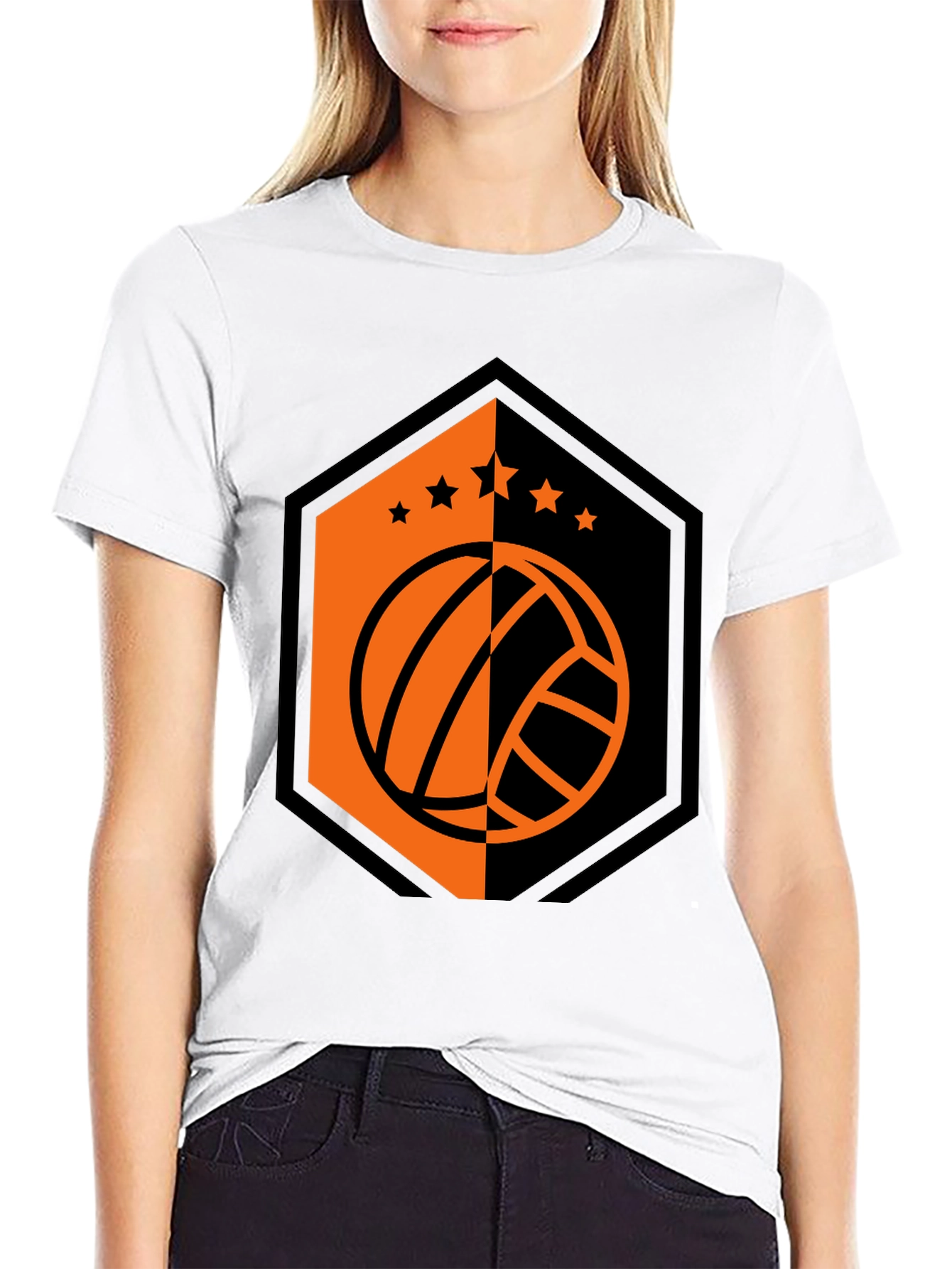 Volleyball Star Tee - Black Graphic T-Shirt