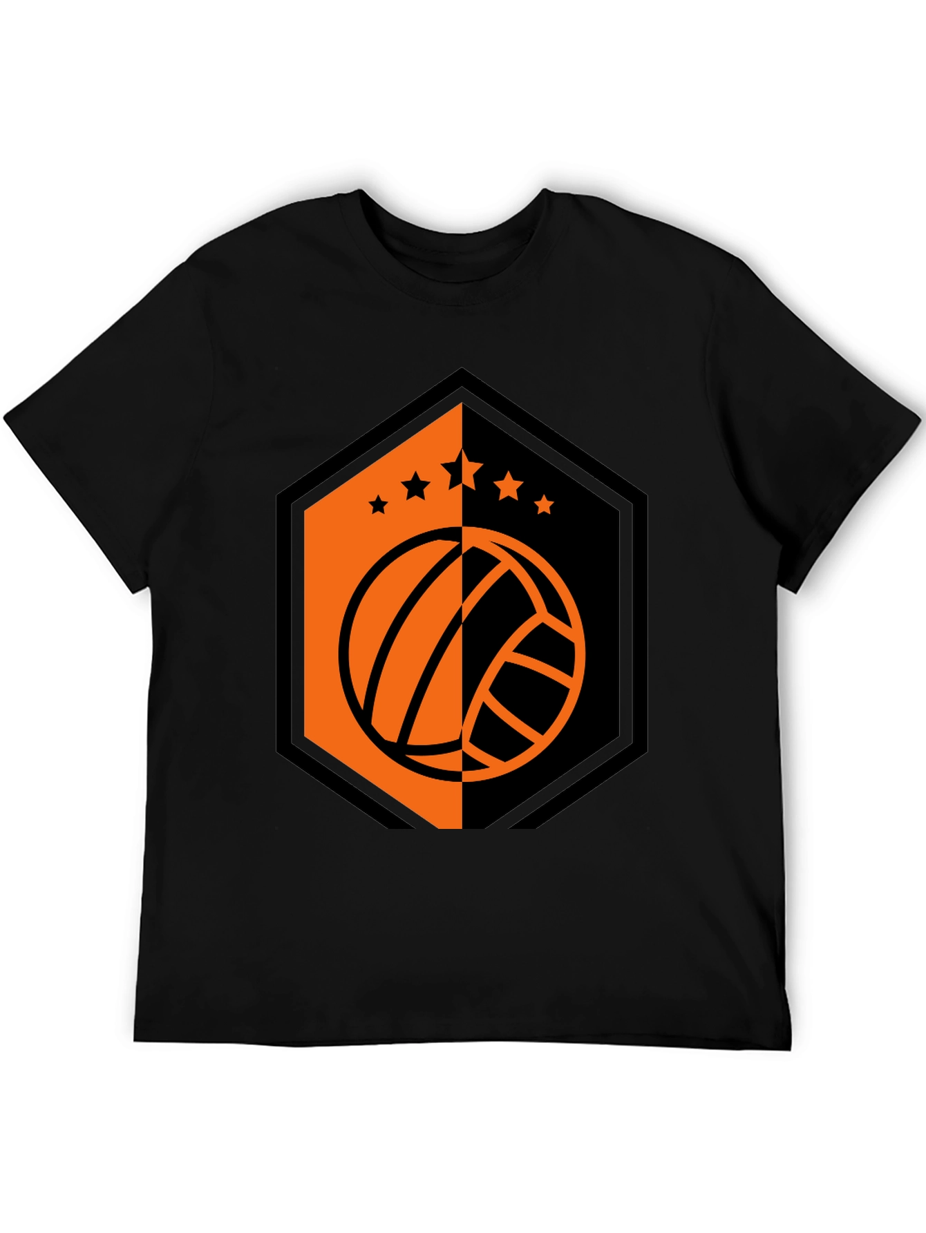 Volleyball Star Tee - Black Graphic T-Shirt