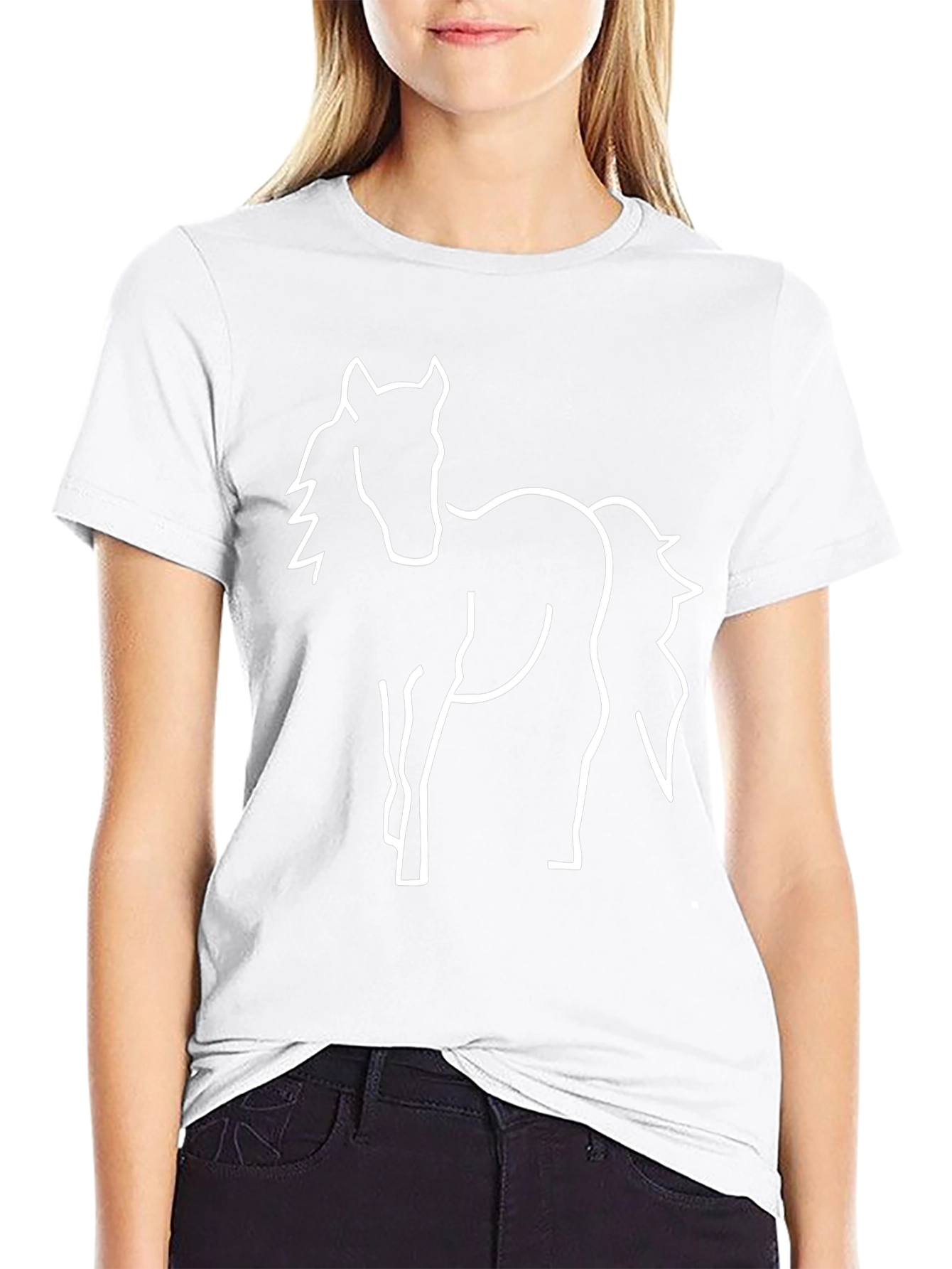Black Horse Outline Graphic Tee